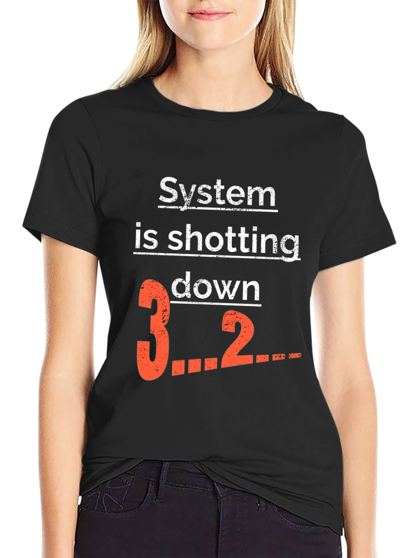 Black System Shutdown T-Shirt - Funny Geek Tee view 2