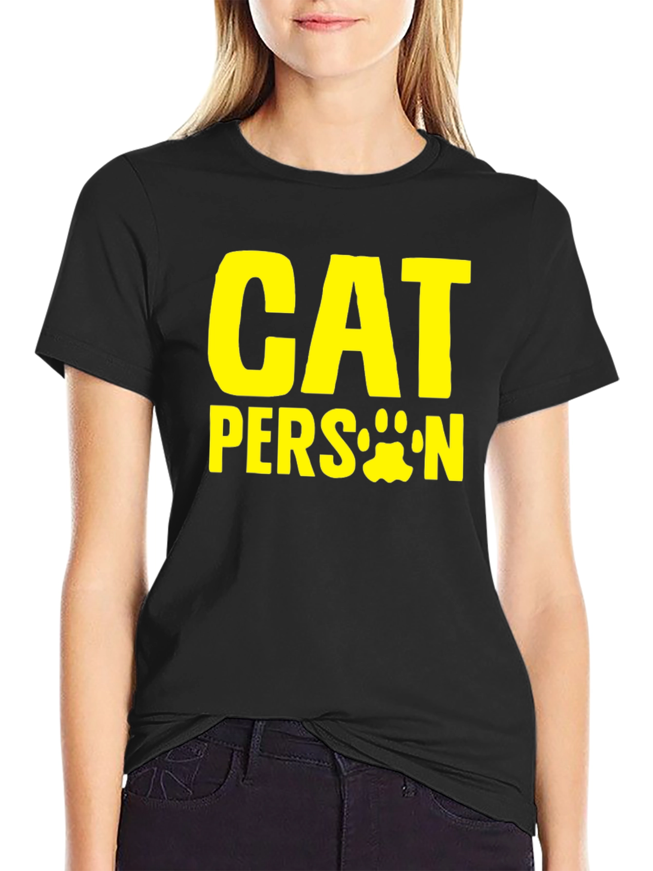 Black Cat Person T-Shirt - Funny Pet Lover Tee view 2