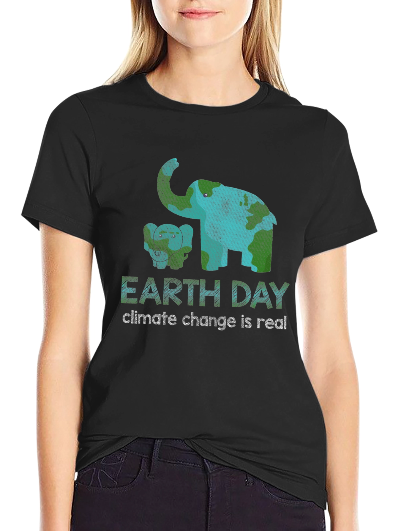 Black Earth Day Climate Change Awareness T-Shirt view 2