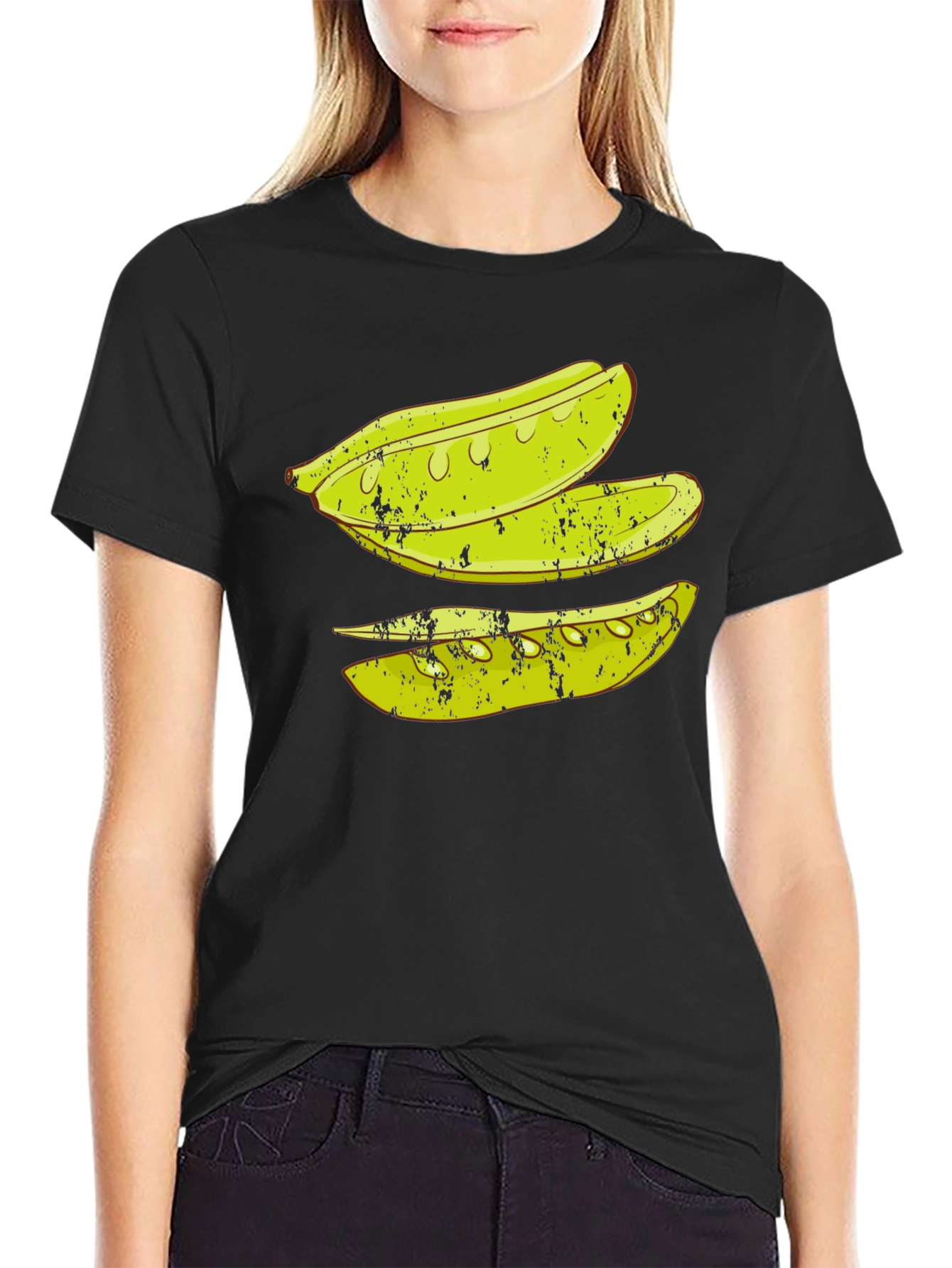 Black Pickle Slice Graphic Tee - Black Cotton T-Shirt view 2