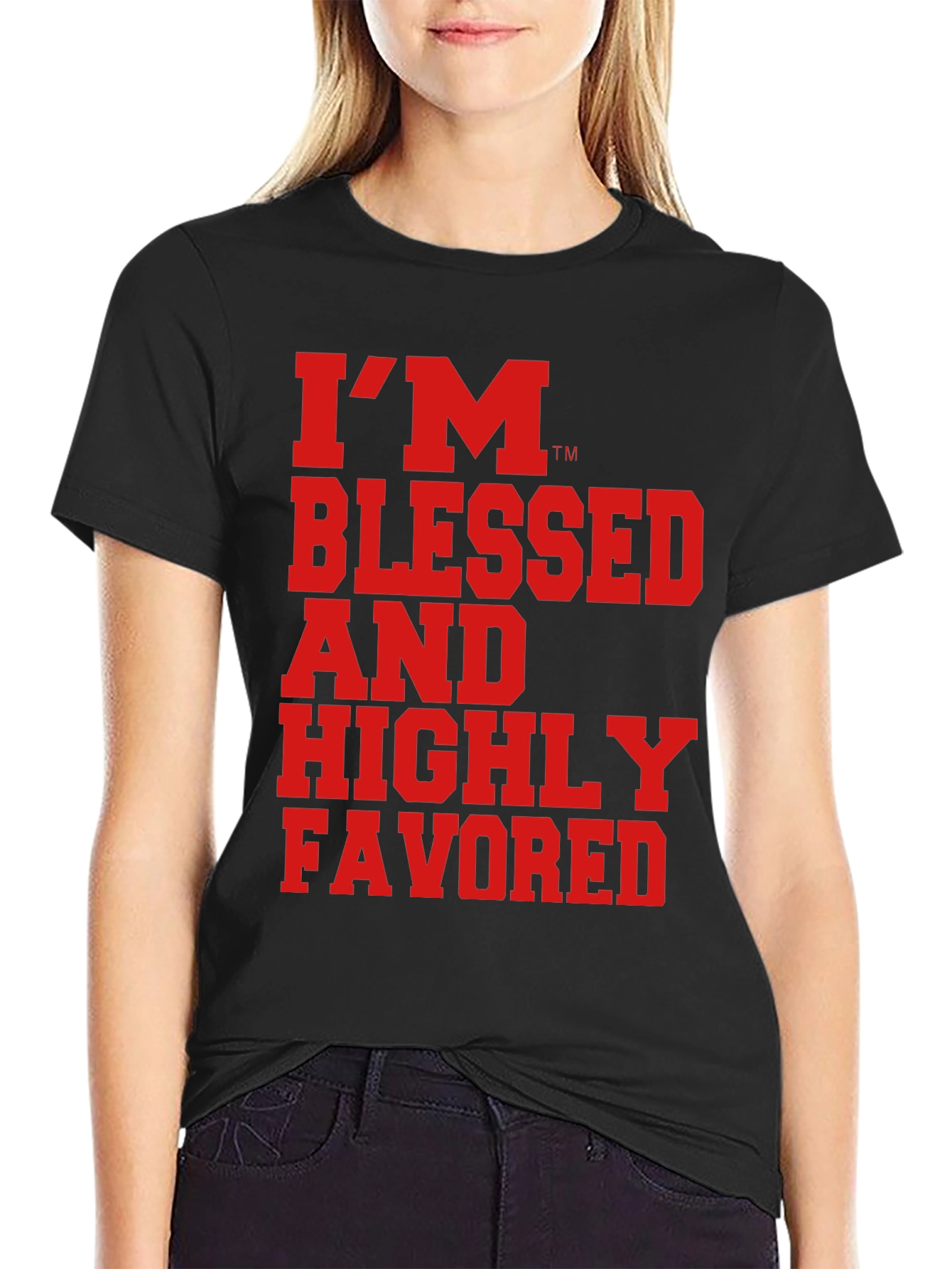 Black Blessed and Highly Favored Graphic Tee - Black view 2