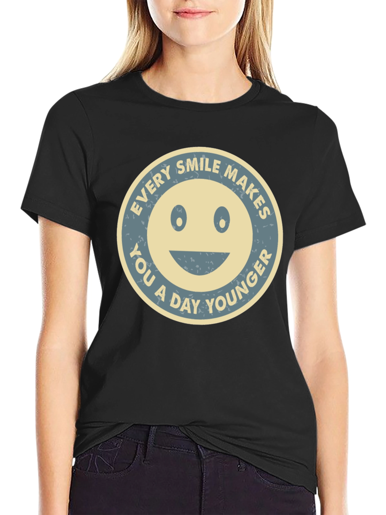 Black Smile Makes You Younger Graphic Tee view 2
