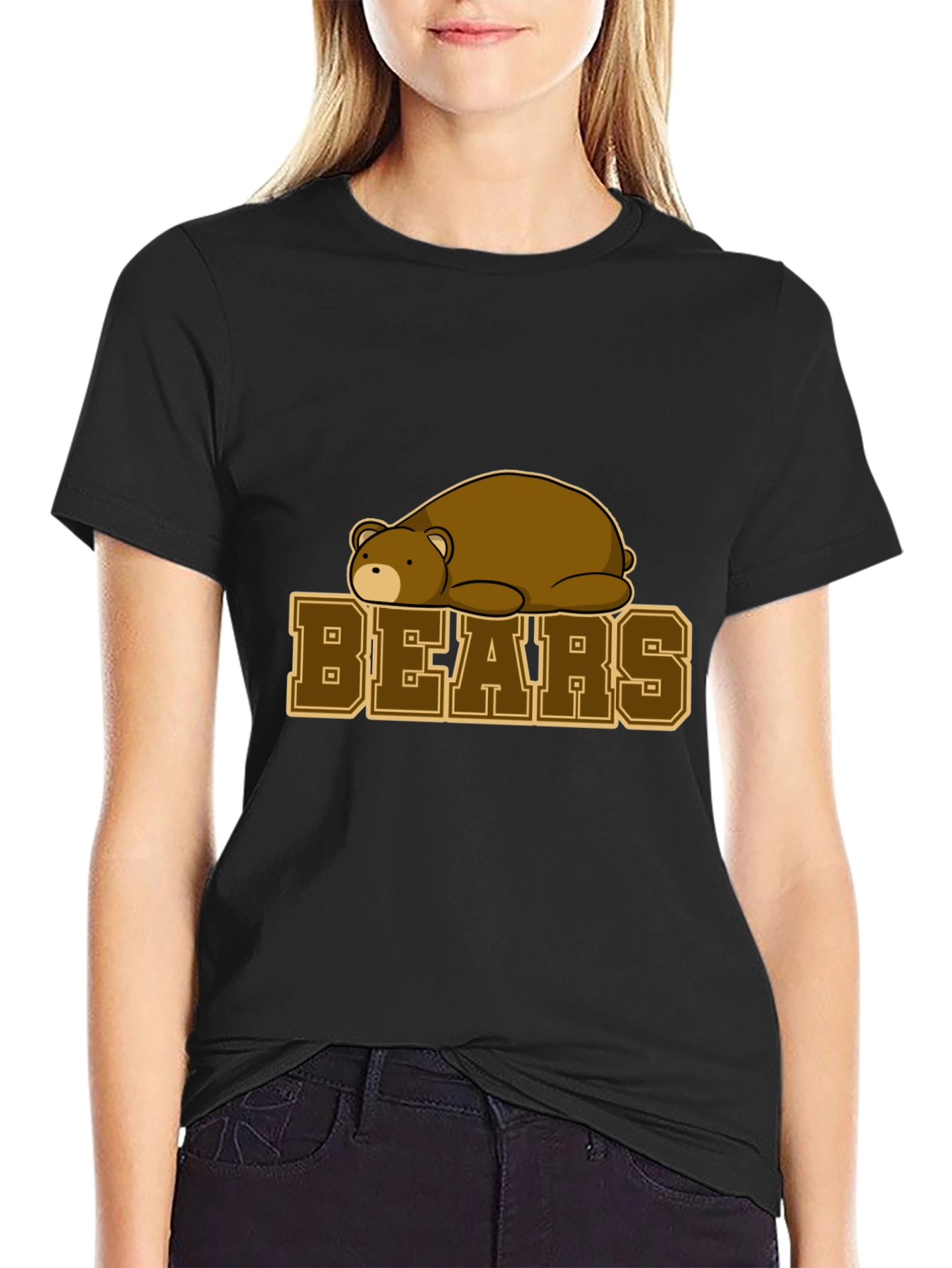 Black Bears Graphic T-Shirt - Black Cotton Tee view 2