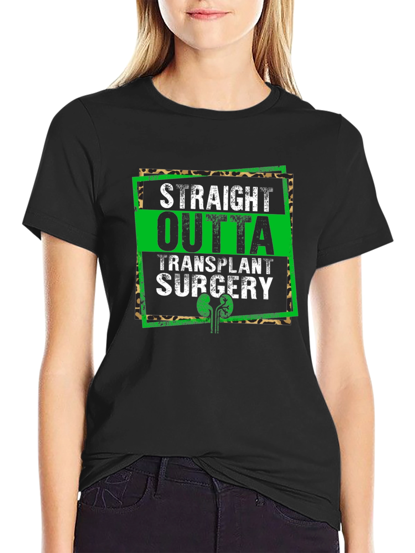 Black Straight Outta Transplant Surgery Graphic Tee view 2