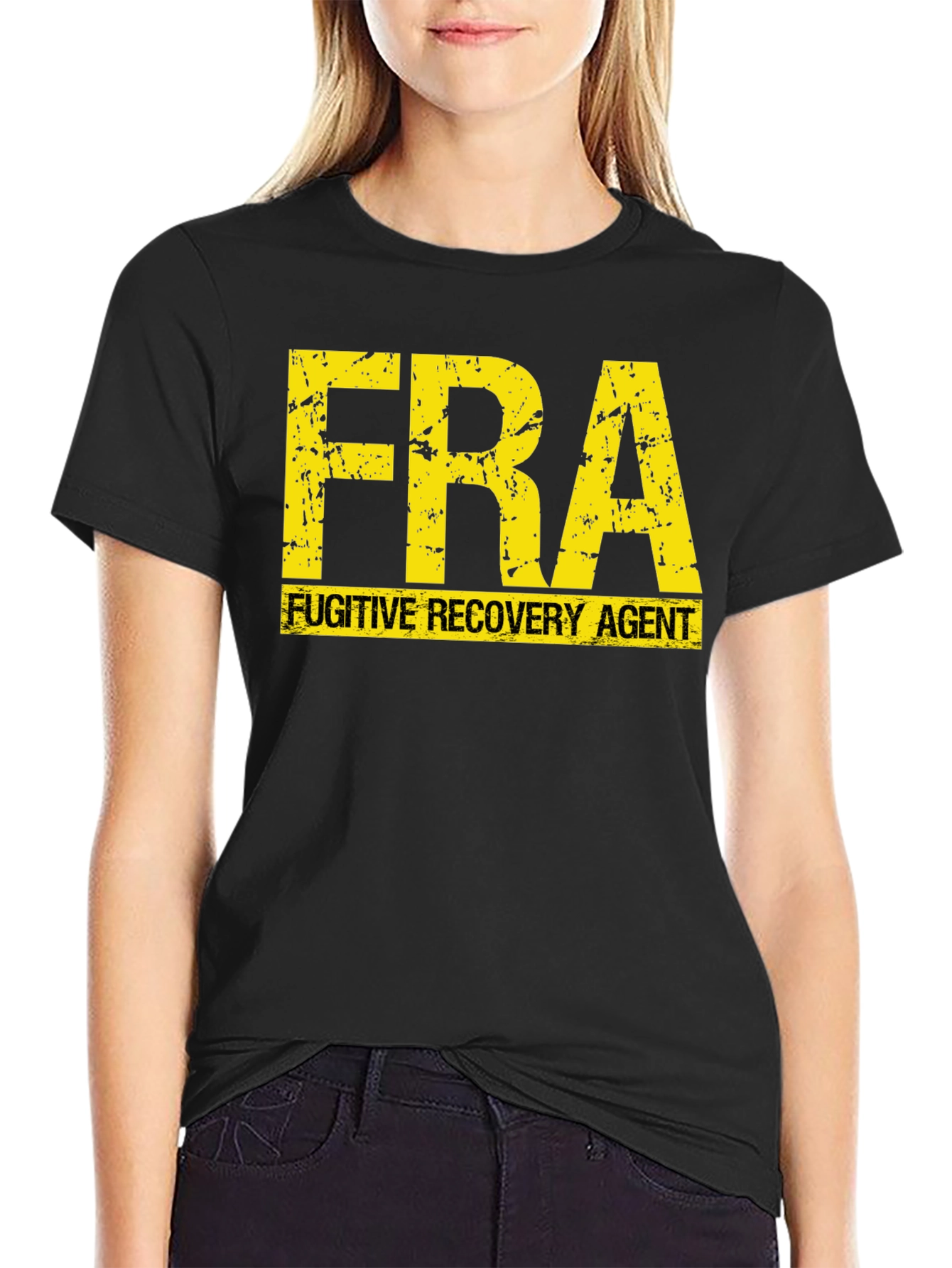 Black Fugitive Recovery Agent Graphic Tee view 2