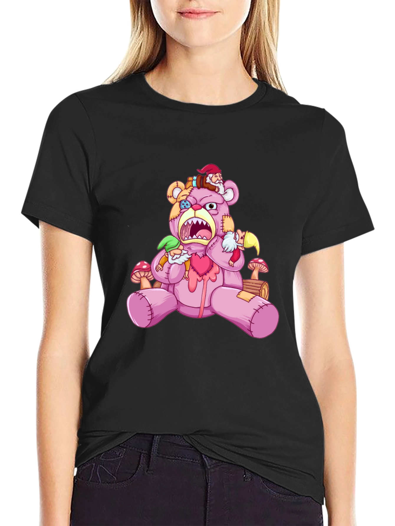 Black Creepy Cute Bear T-Shirt view 2