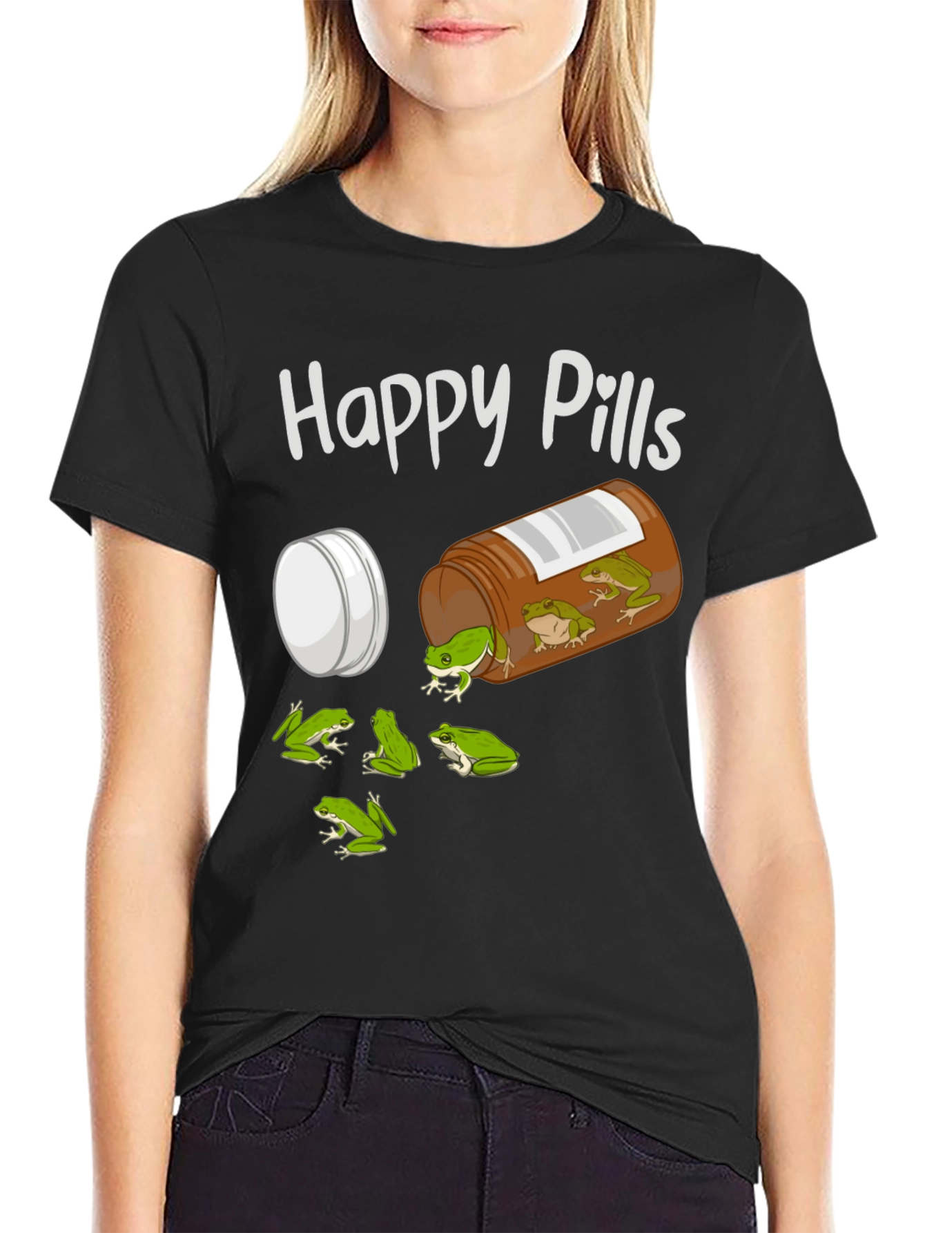 Black Happy Pills Frog T-Shirt view 2
