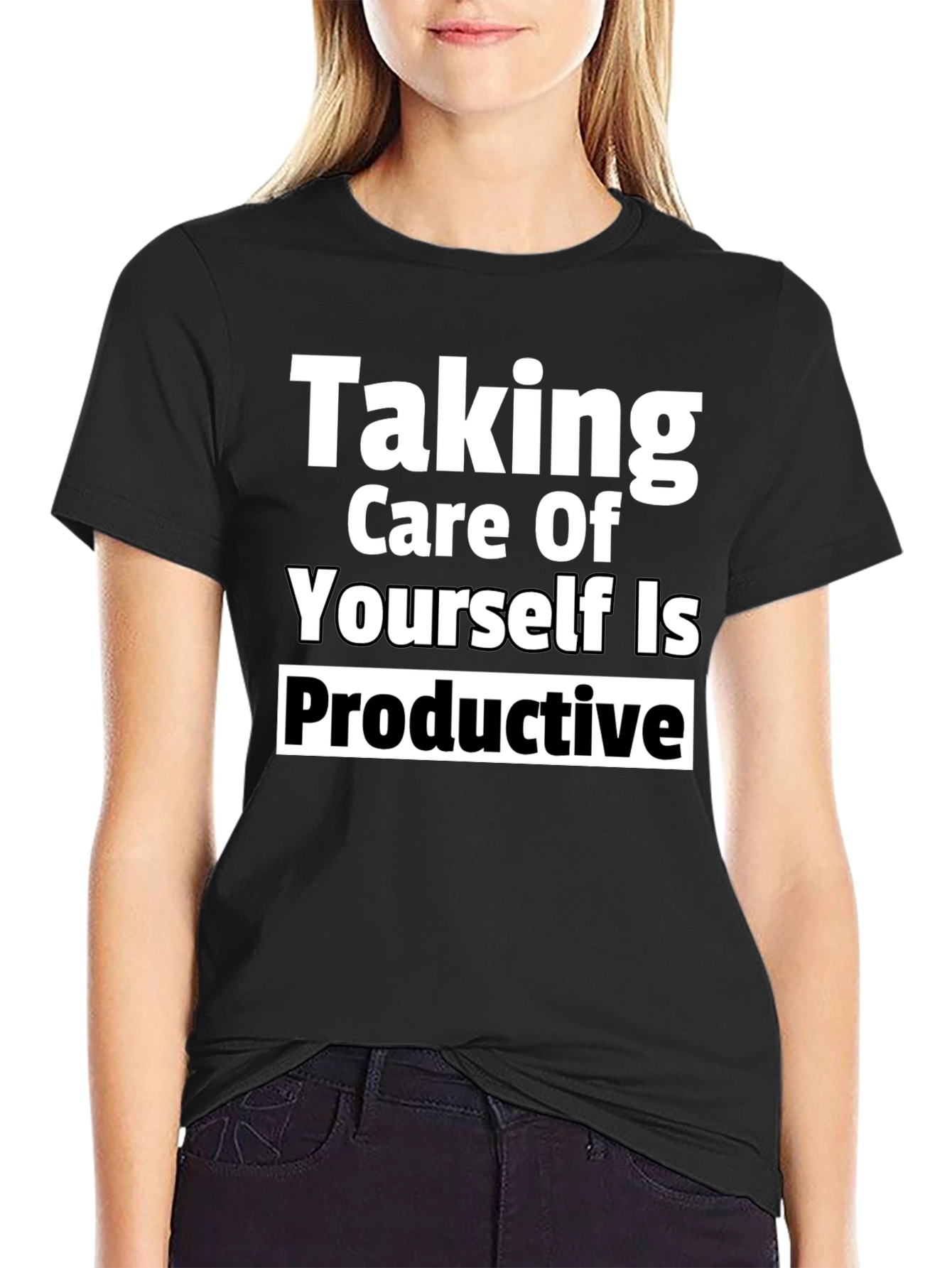 Black Taking Care of Yourself Is Productive Tee view 2