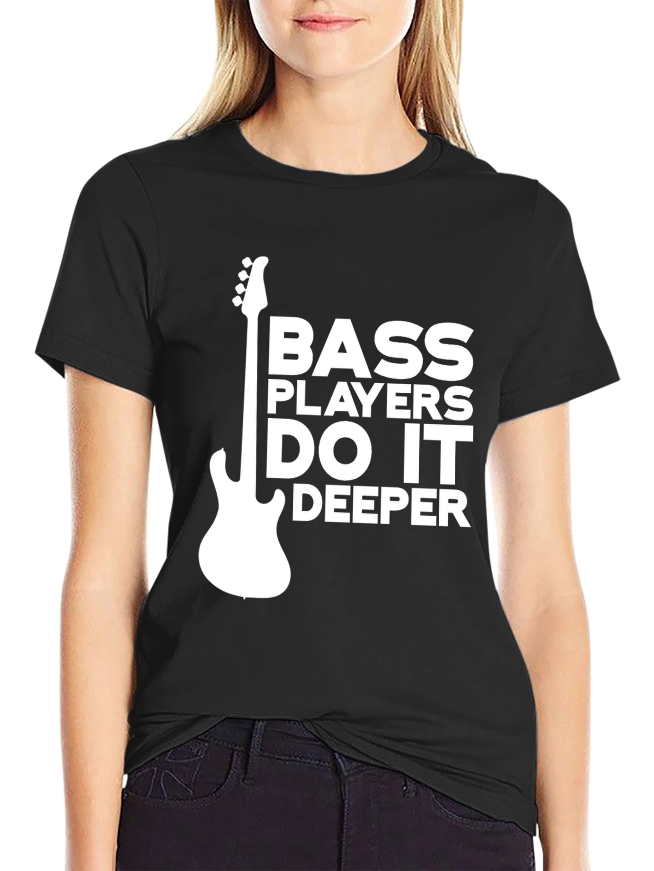 Black Bass Players Do It Deeper Graphic T-Shirt view 2