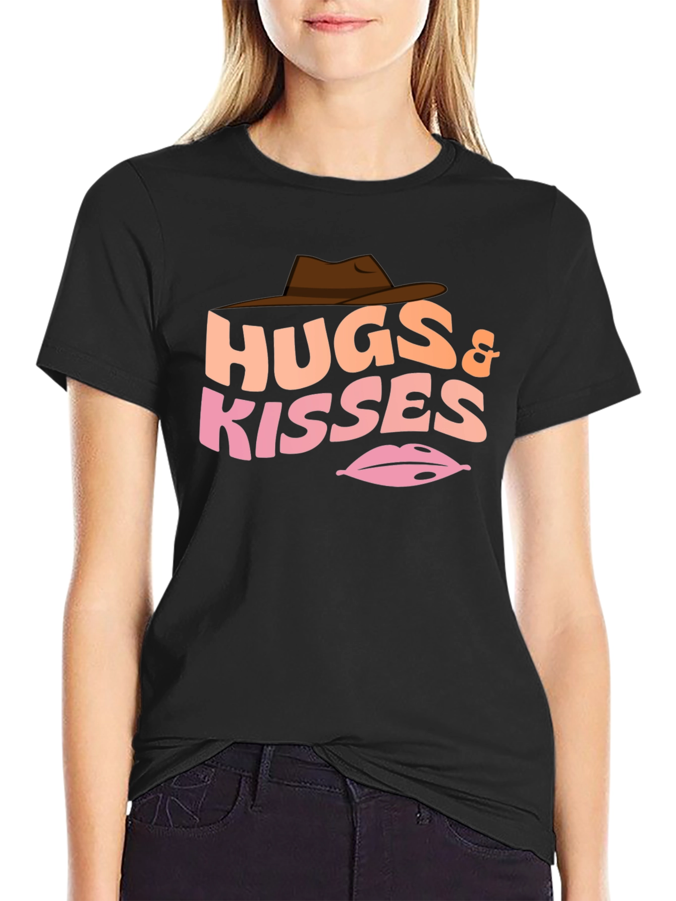 Black Hugs & Kisses Graphic T-Shirt - Western Style view 2