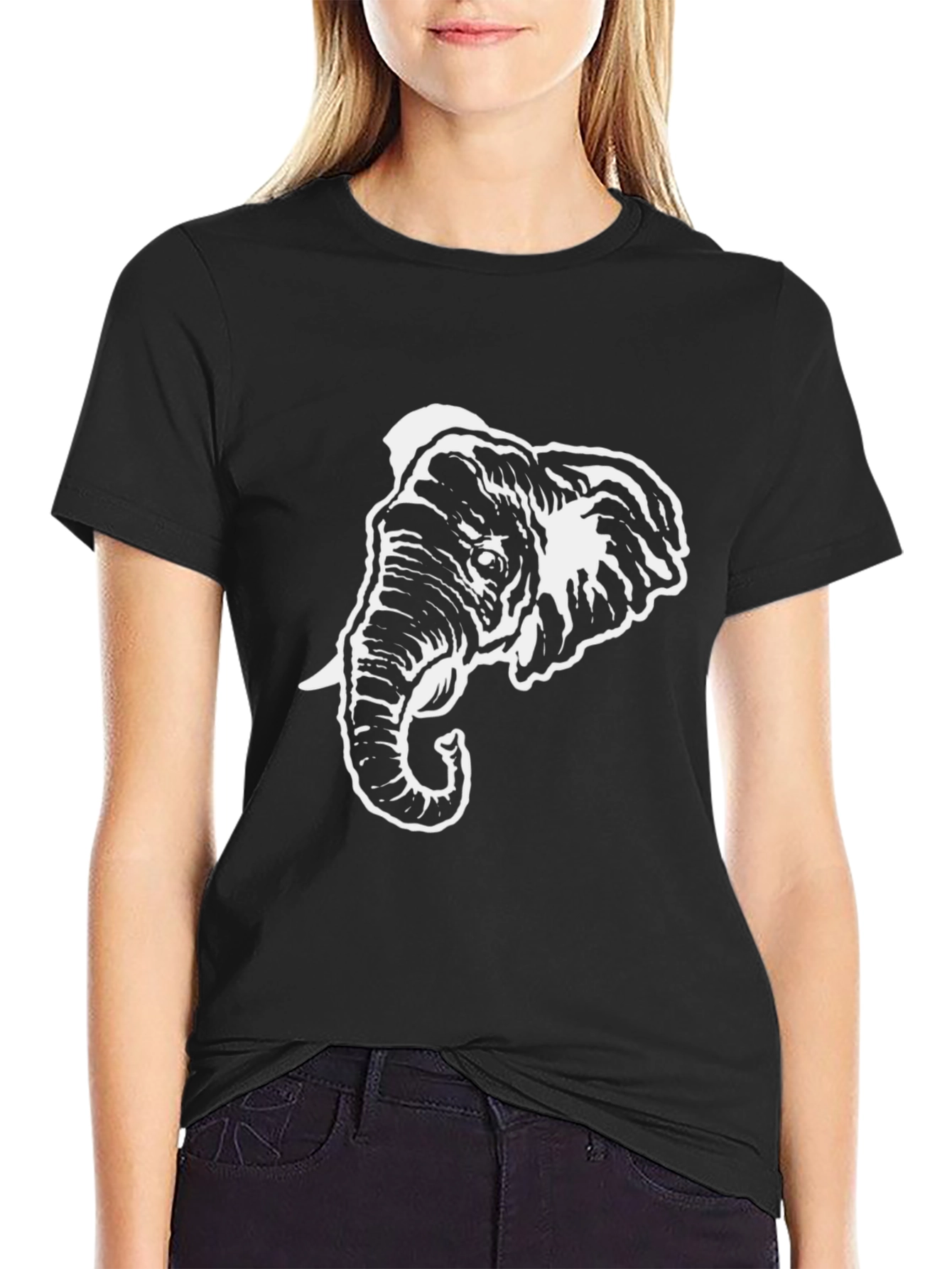Black Elephant Graphic Tee - Cool Animal Design T-Shirt view 2