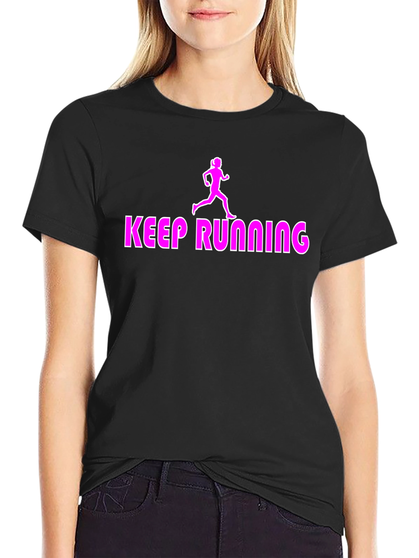Black Keep Running Graphic Tee - Black view 2