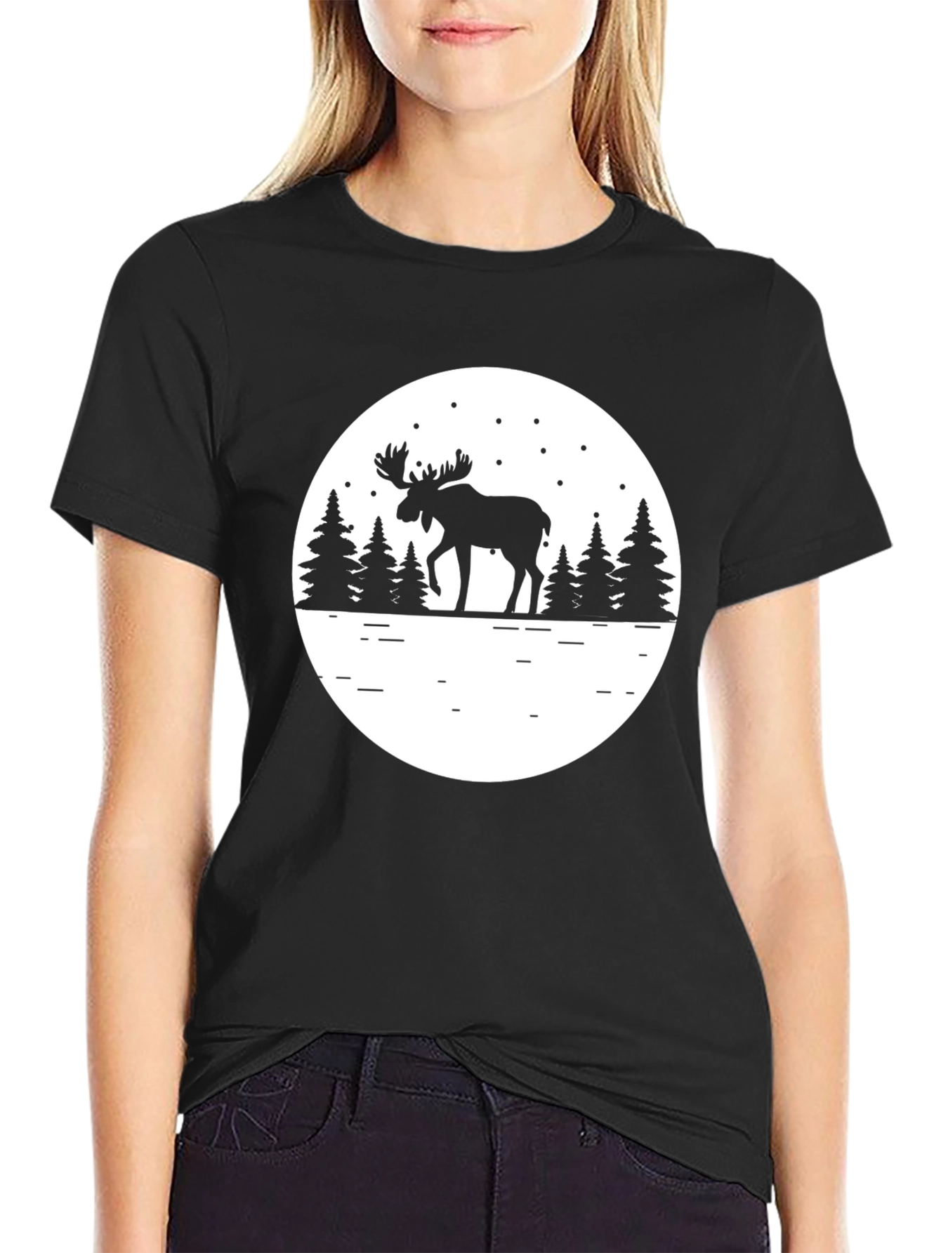 Black Moose Silhouette Graphic Tee - Black view 2
