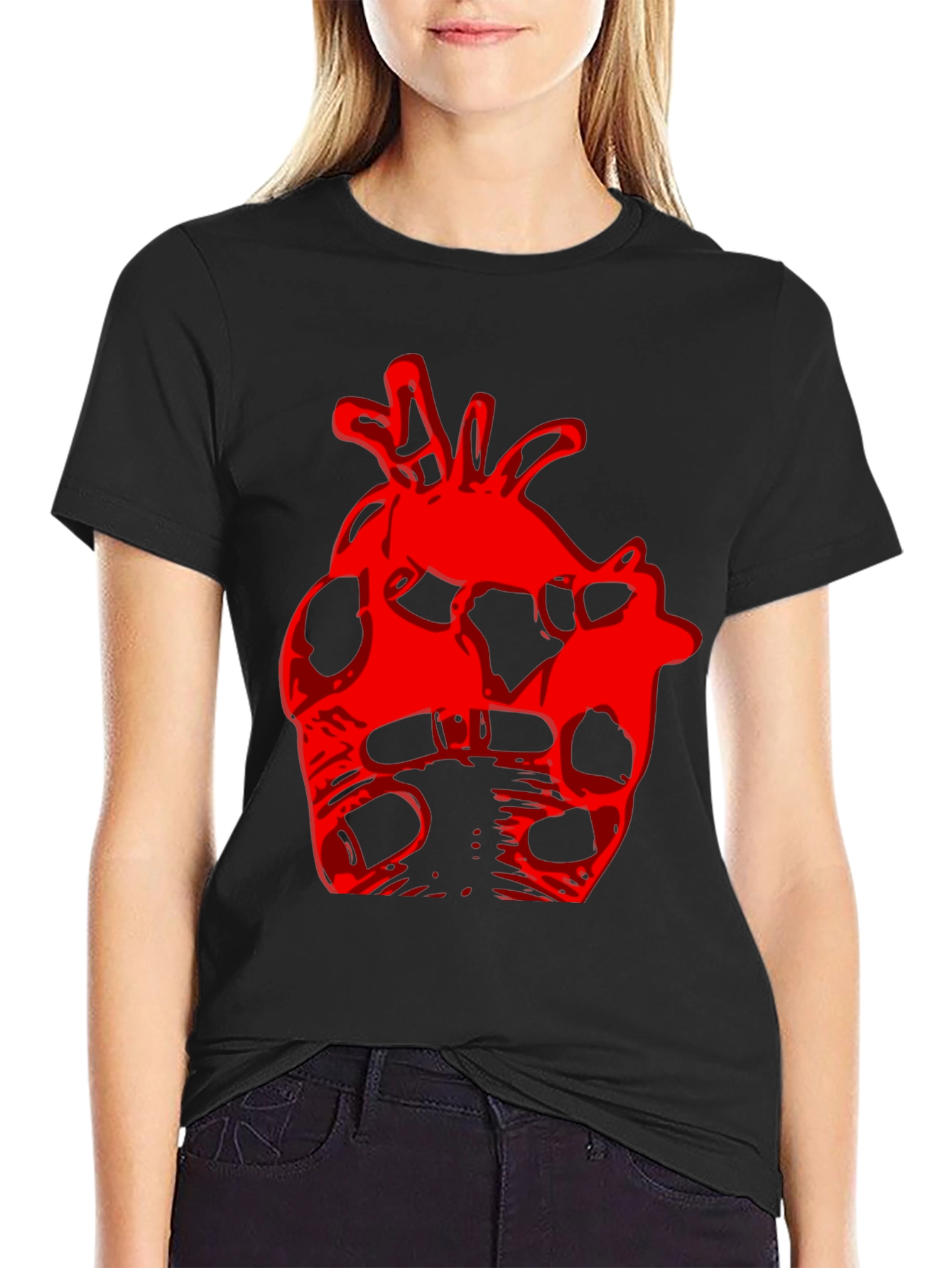Black Abstract Heart Graphic Black T-Shirt view 2
