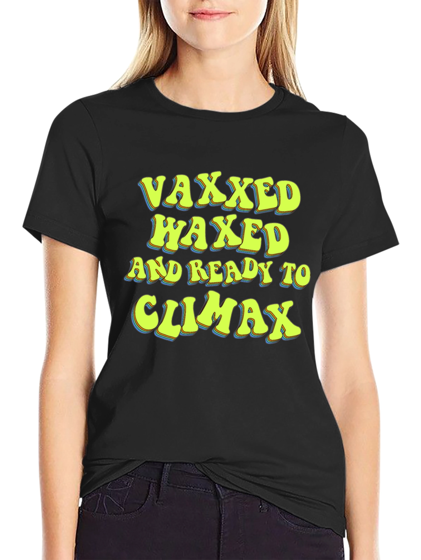 Black Vaxxed Waxed and Ready T-Shirt Funny Graphic Tee view 2