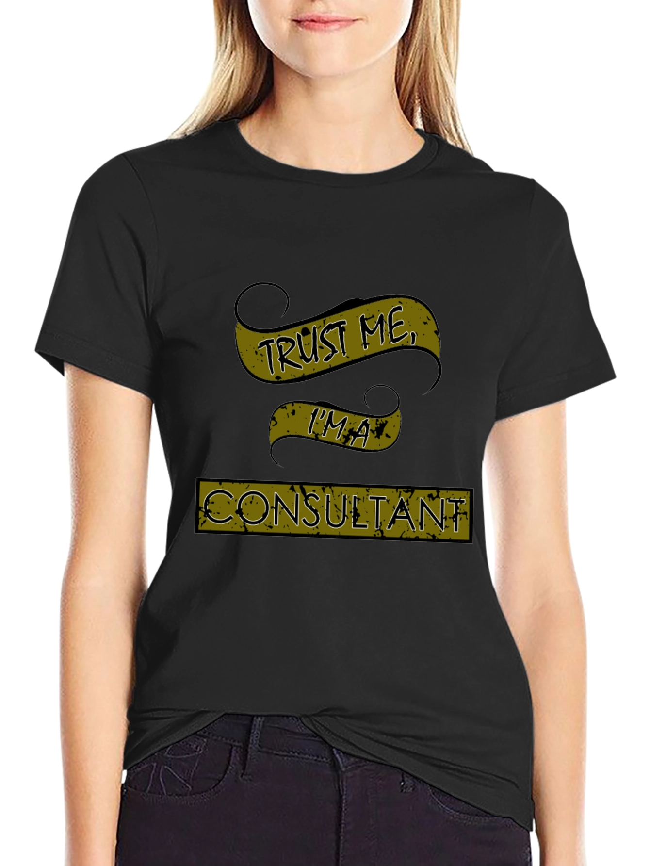 Black Trust Me I'm A Consultant Men's Black T-Shirt view 2