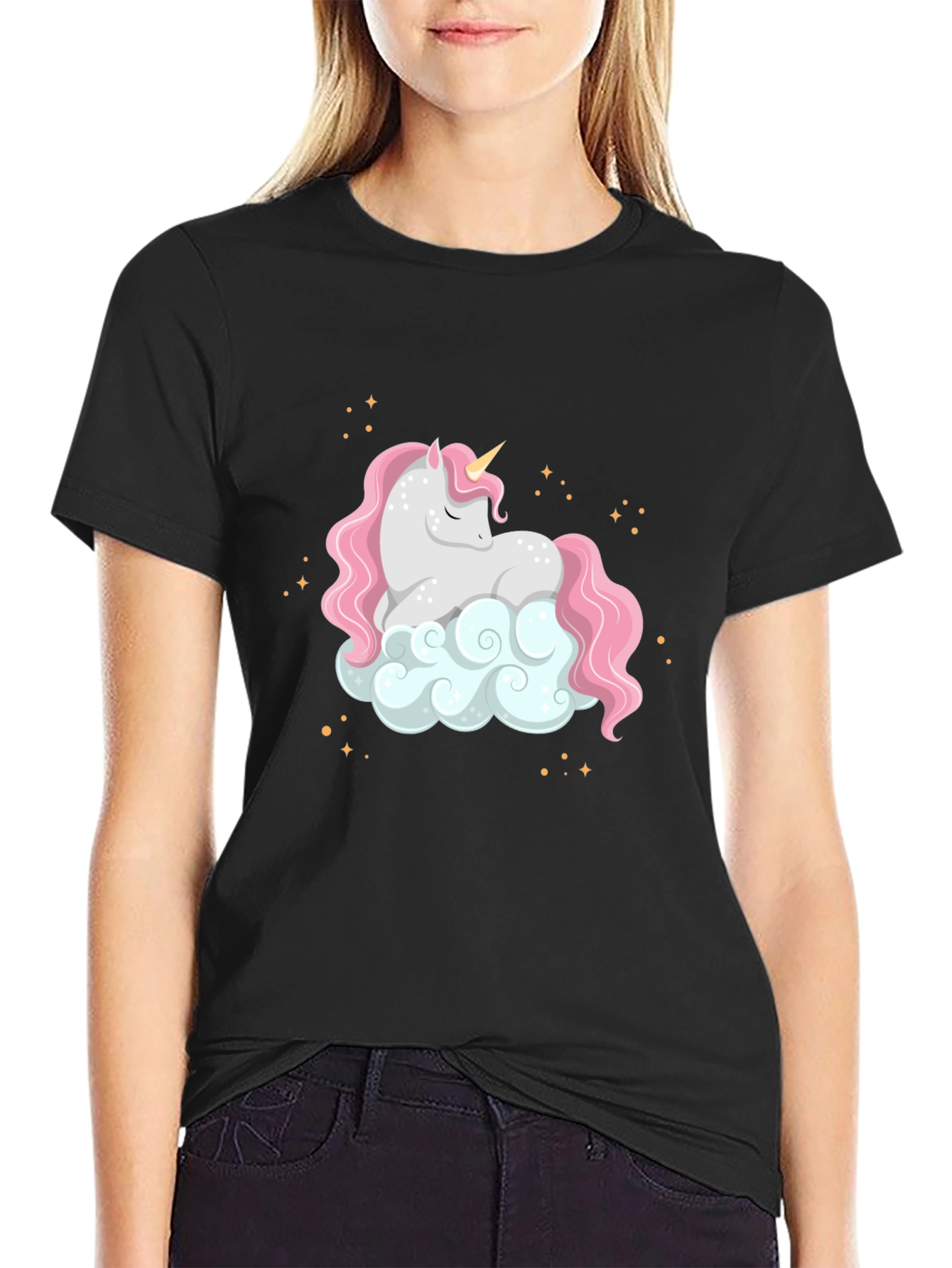 Black Unicorn Cloud Graphic Tee - Magical Comfort view 2