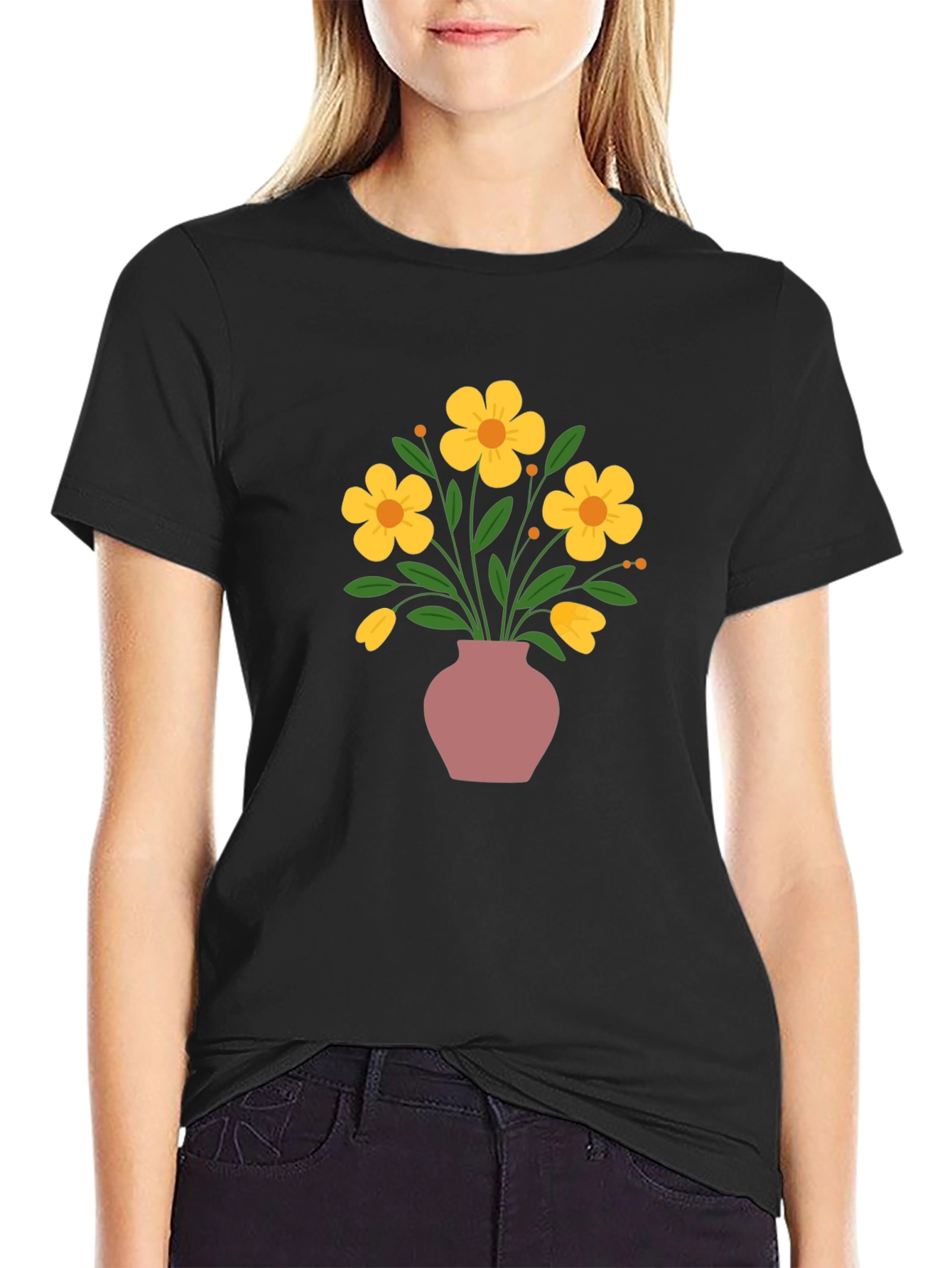 Floral Vase Graphic Tee - Stylish Casual Wear - 2