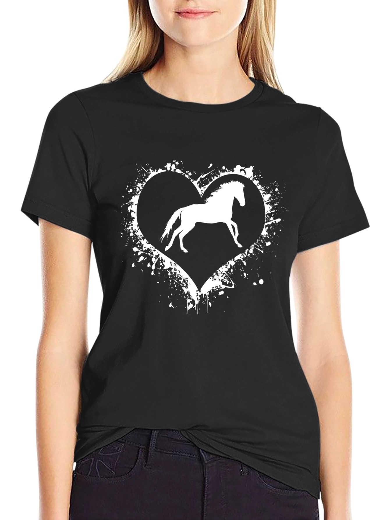 Black Horse Heart Graphic T-Shirt view 2