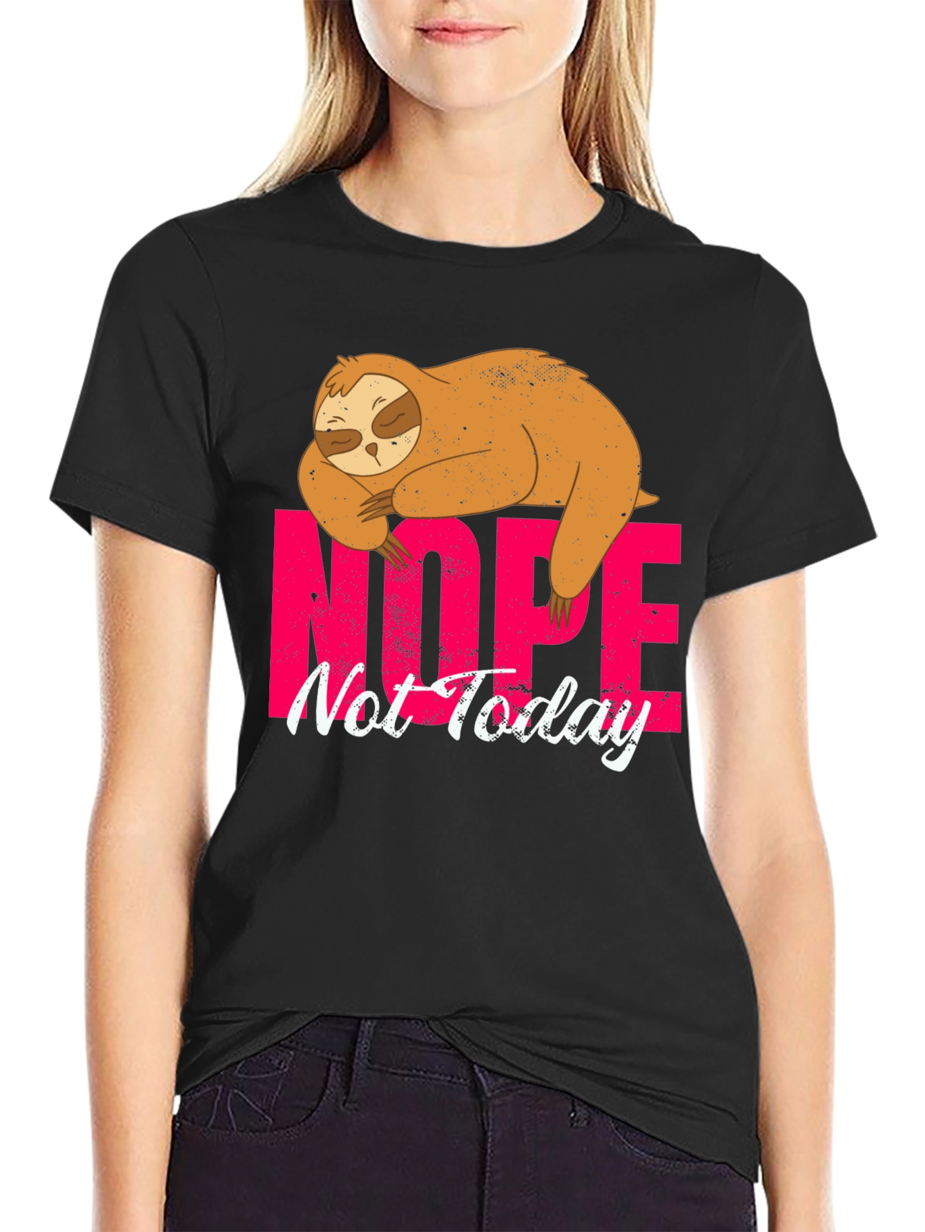 Black Nope Not Today Sloth Graphic Tee view 2