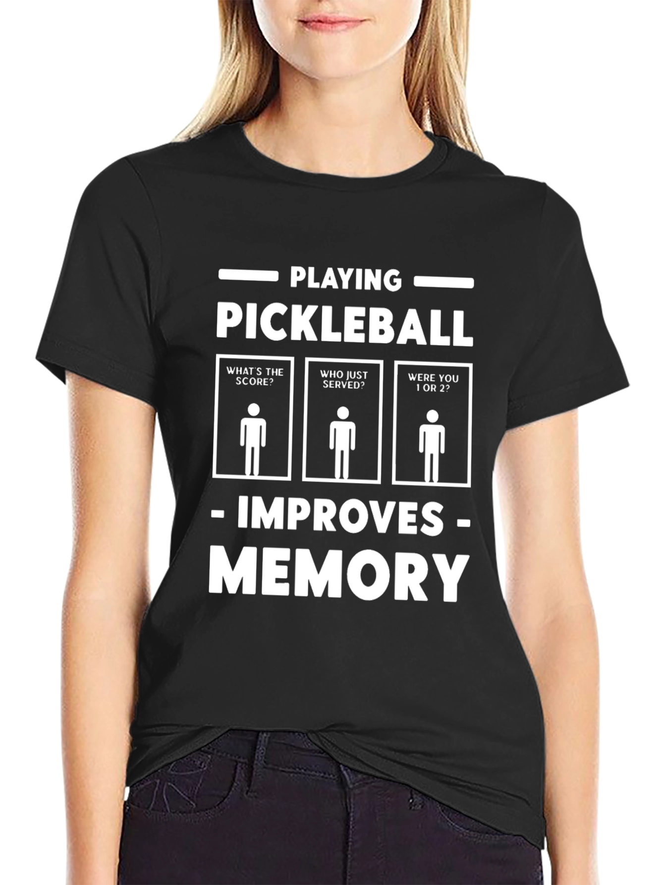 Black Pickleball Memory Funny Graphic T-Shirt view 2