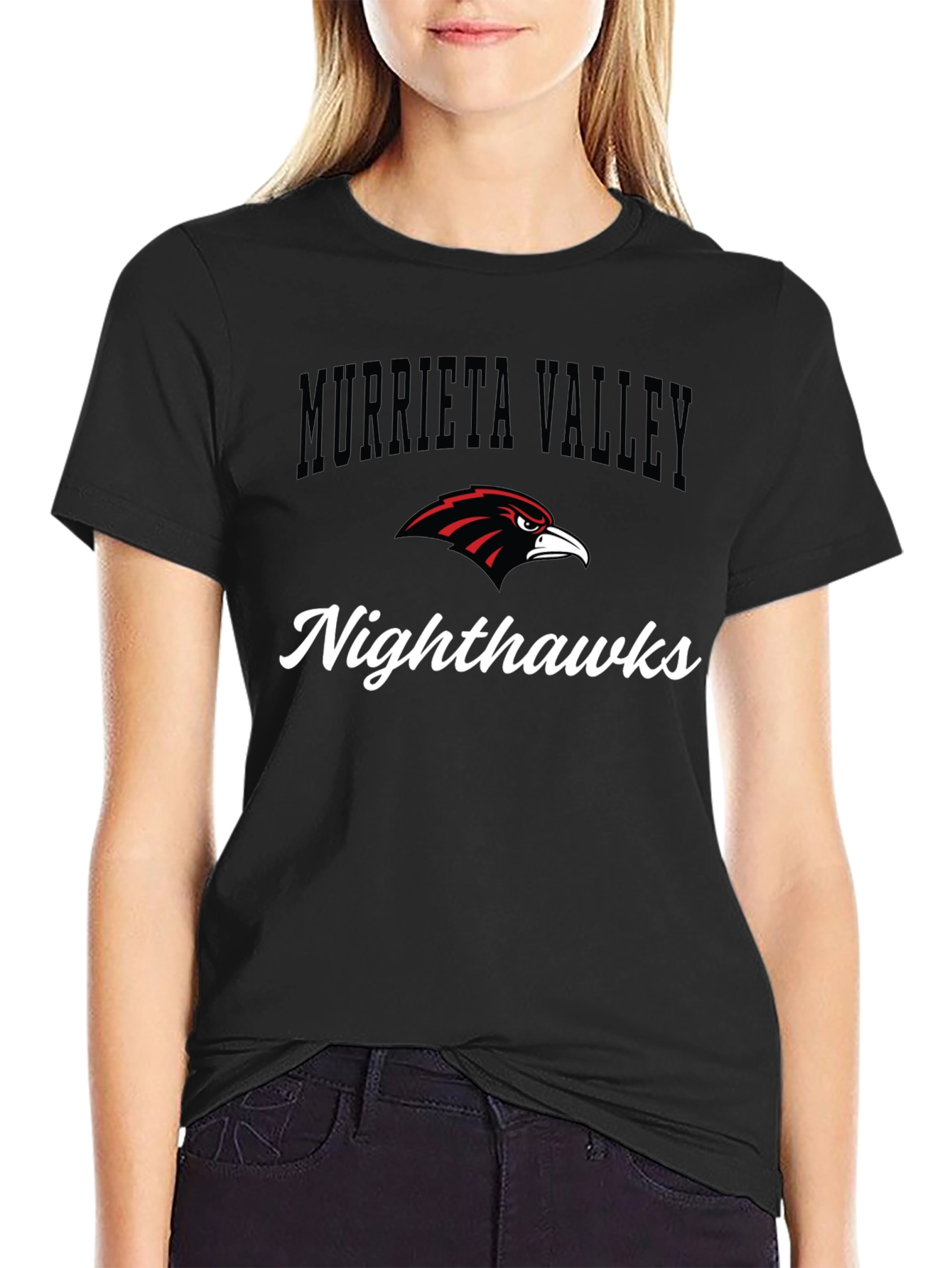 Black Murrieta Valley Nighthawks Black T-Shirt view 2