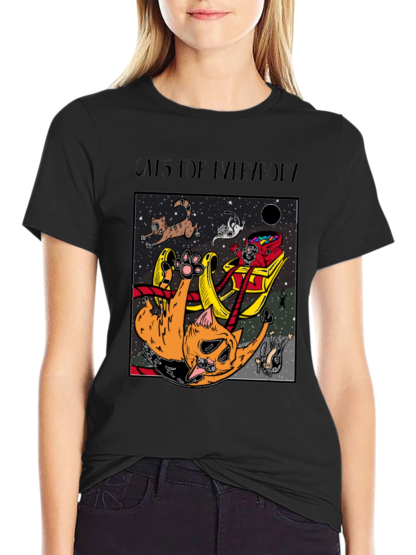 Black Cats for Everybody T-Shirt - Space Adventure! view 2