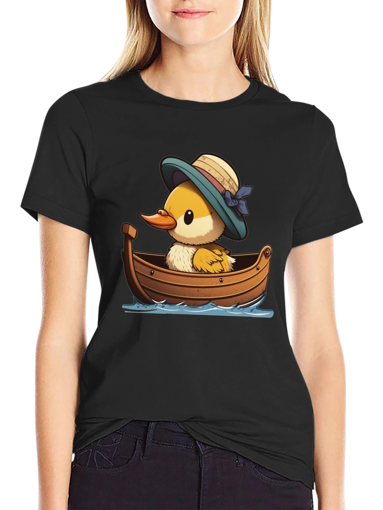 Black Duckling in Boat Graphic Tee view 2