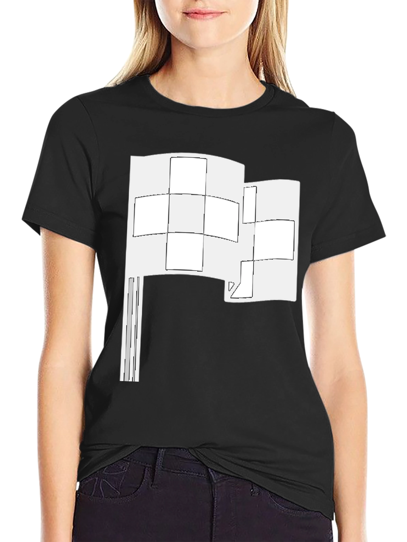 Black Abstract Flag Graphic Tee - Black Cotton Shirt view 2
