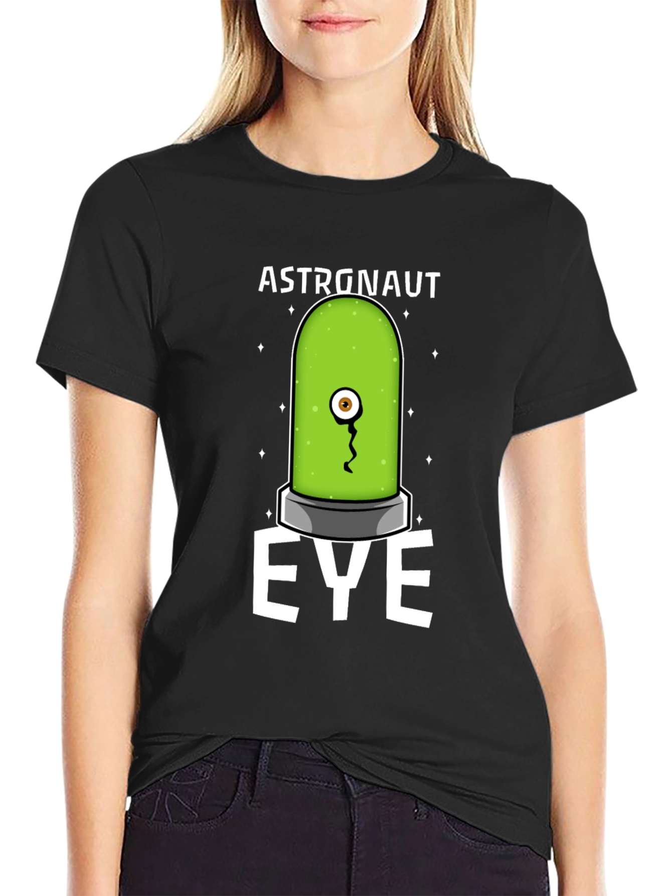 Black Astronaut Eye T-Shirt - Quirky Graphic Tee view 2