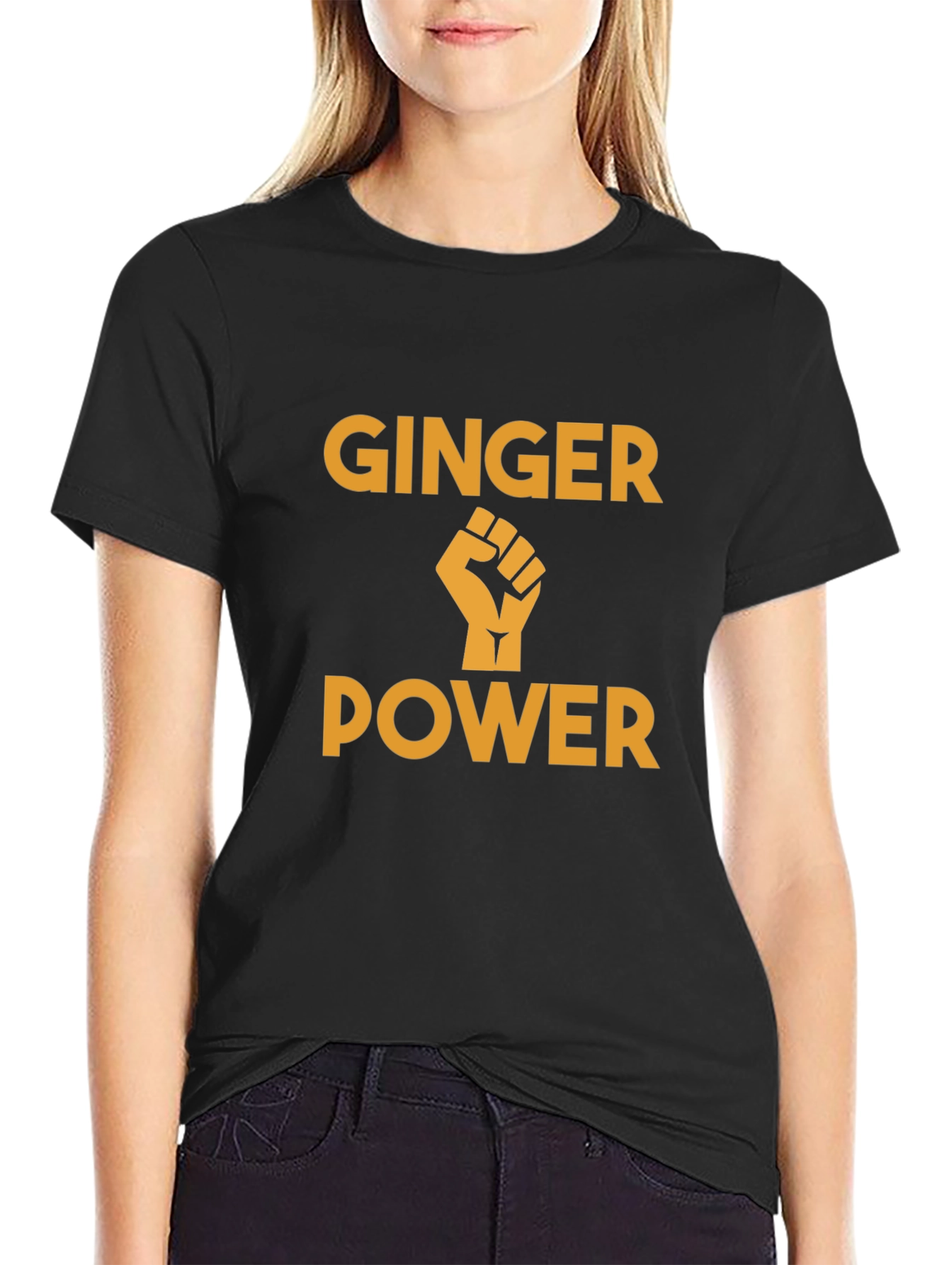 Black Ginger Power T-Shirt - Black Graphic Tee view 2