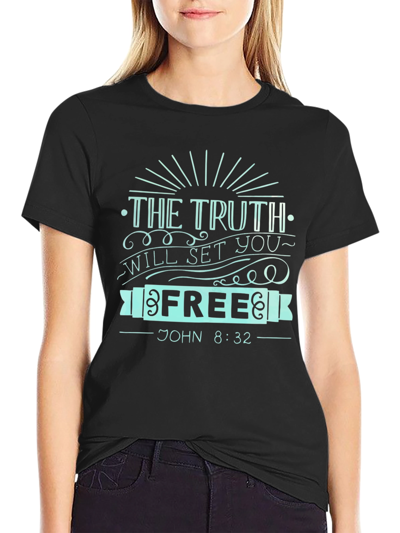 Black The Truth Will Set You Free Graphic Tee view 2
