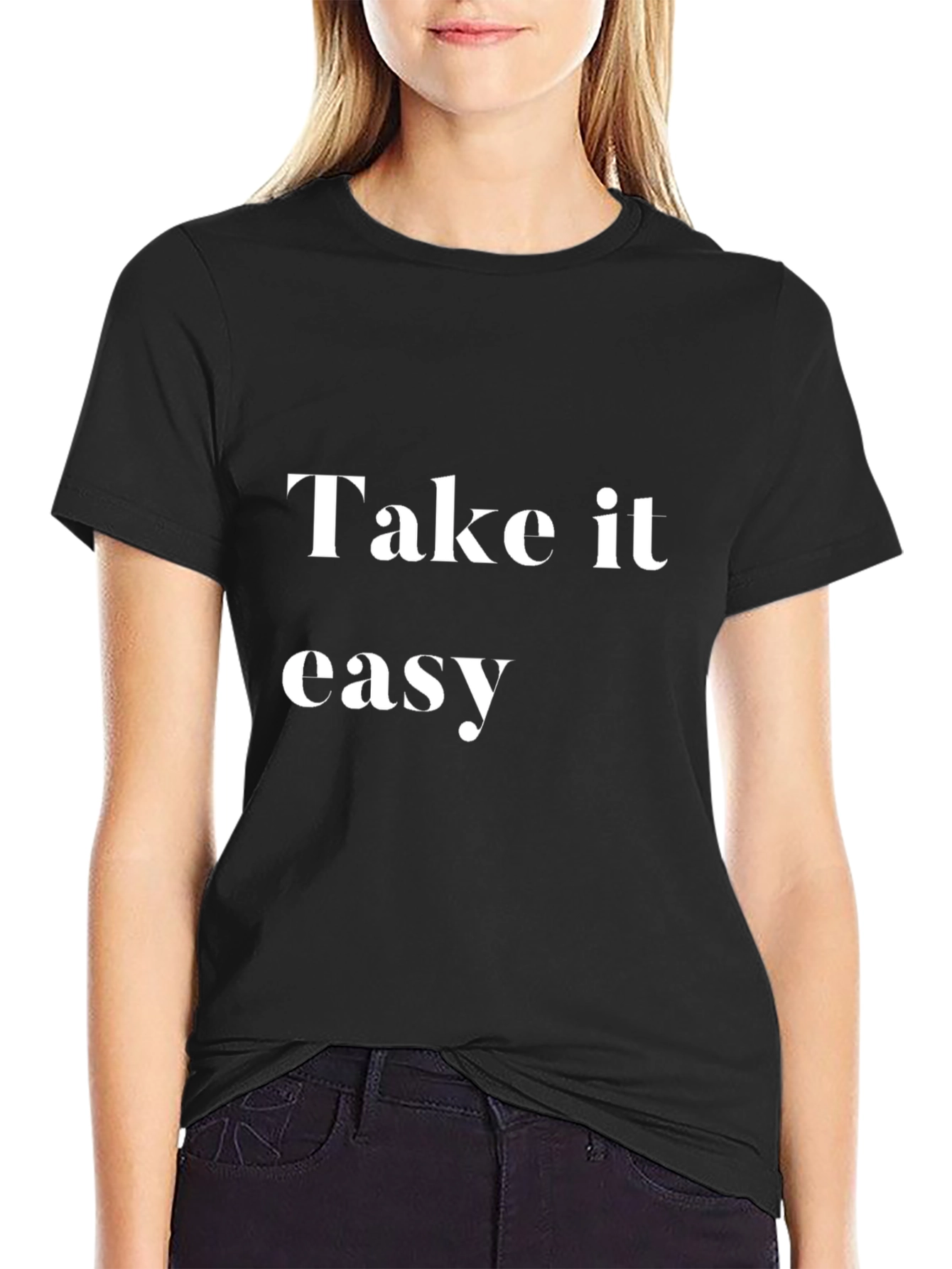 Black Relaxed Fit 'Take It Easy' Graphic Tee view 2