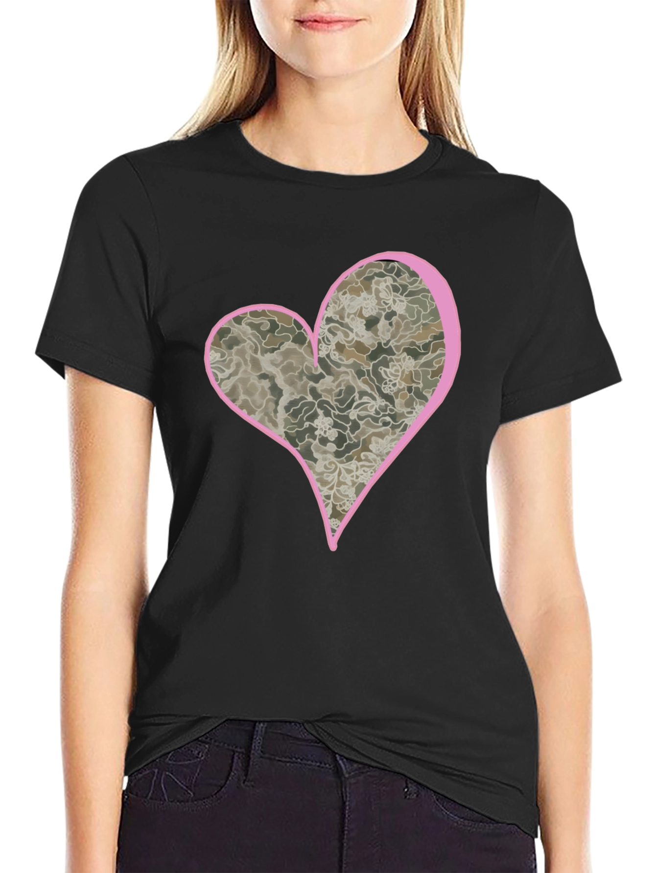 Black Heart Camo Tee - Unique Graphic T-Shirt view 2