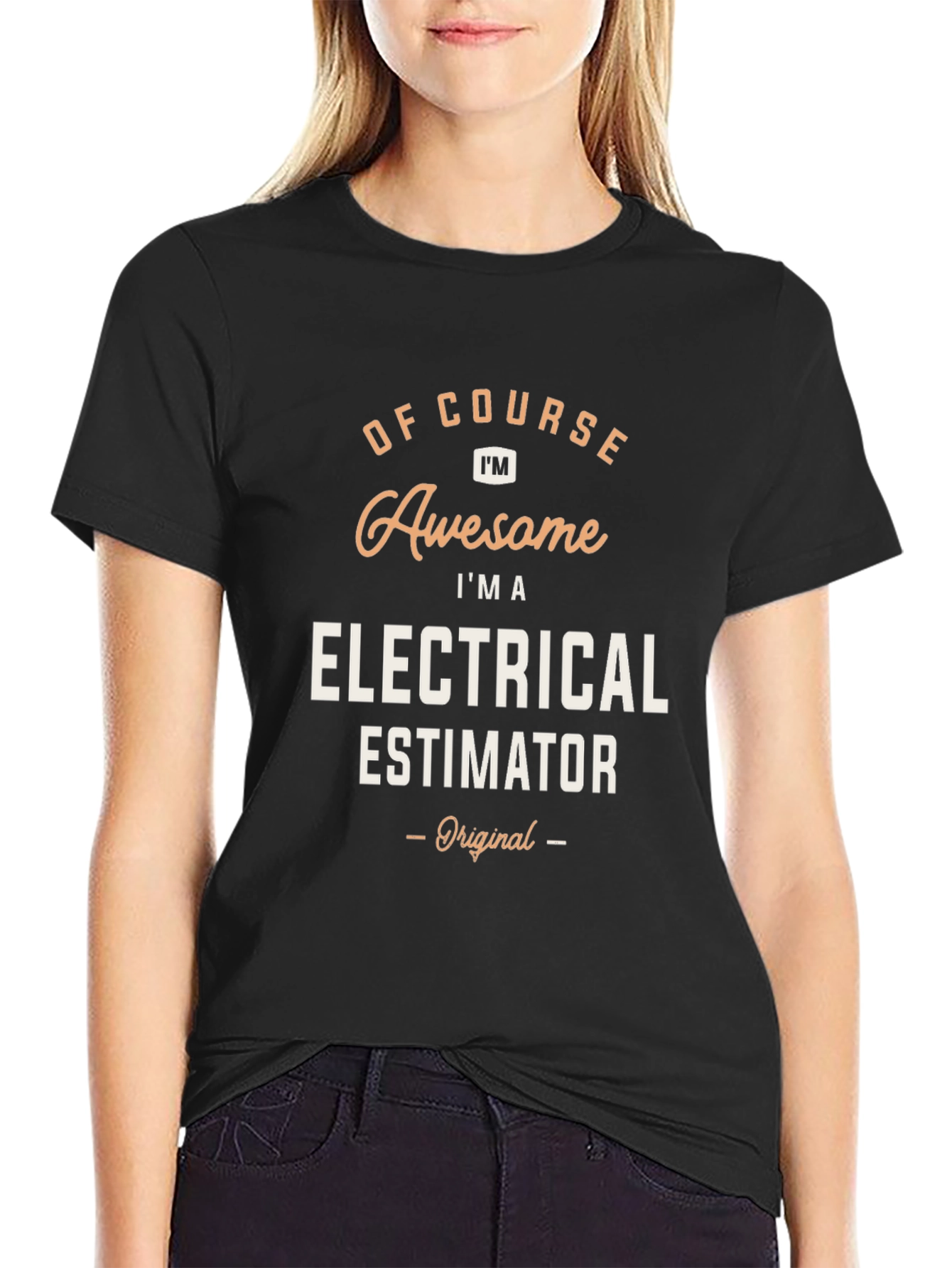 Black Awesome Electrical Estimator T-Shirt view 2