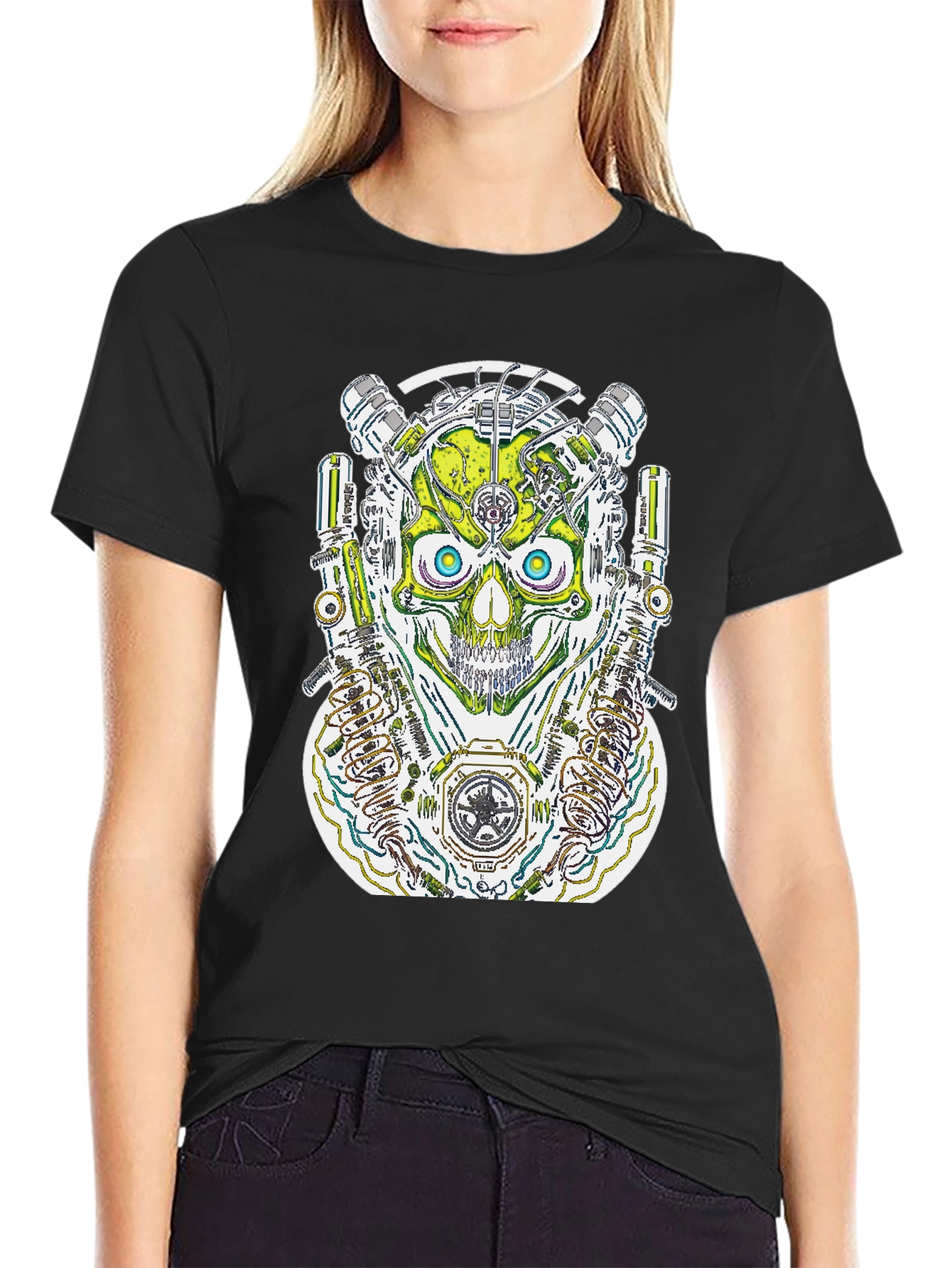 Steampunk Skull Graphic Tee - Men's Black T-Shirt - 2