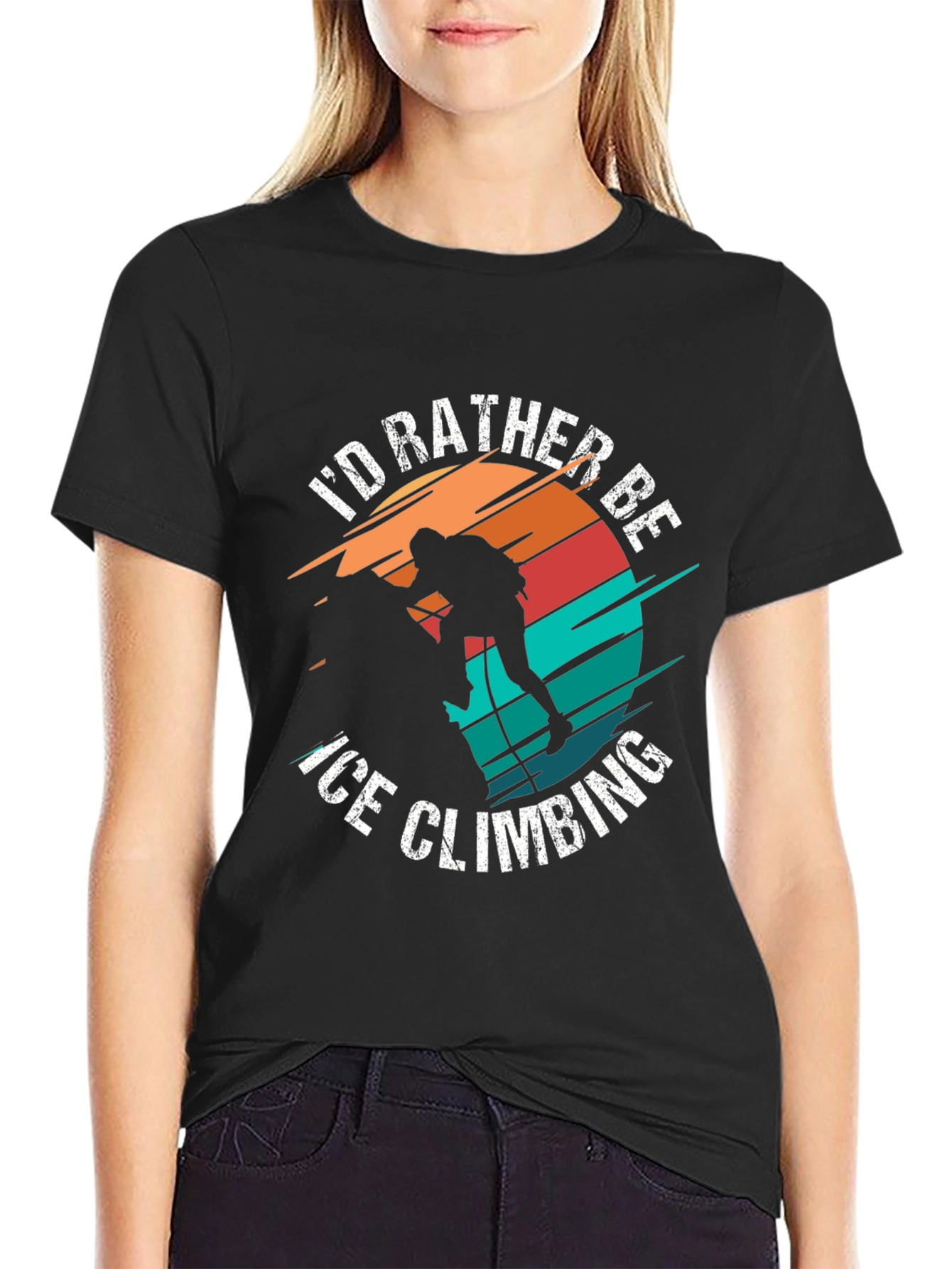 Black Ice Climbing Graphic T-Shirt for Adventurers view 2