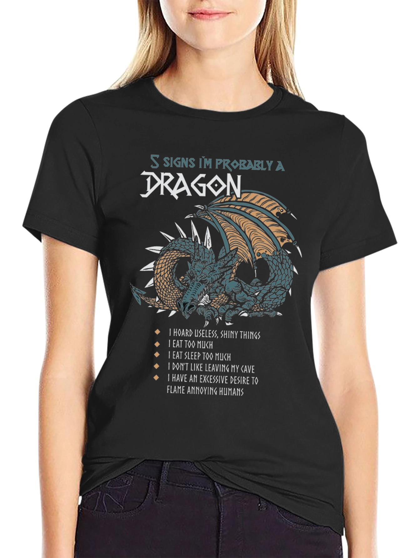 Black Dragon Lover T-Shirt - 5 Signs I'm a Dragon view 2