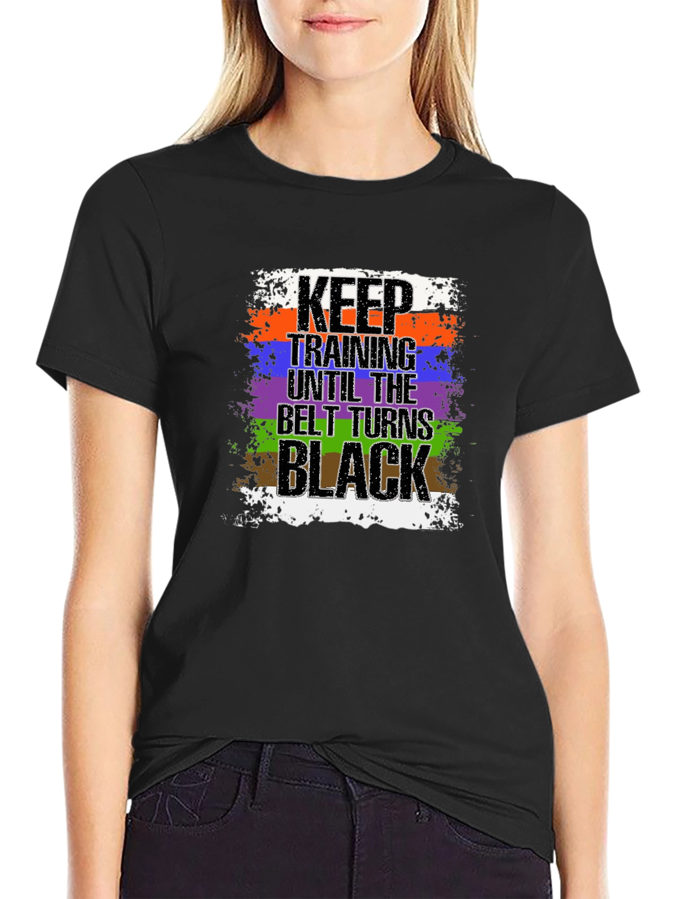 Black Keep Training Until Black Belt T-Shirt Jiu Jitsu view 2