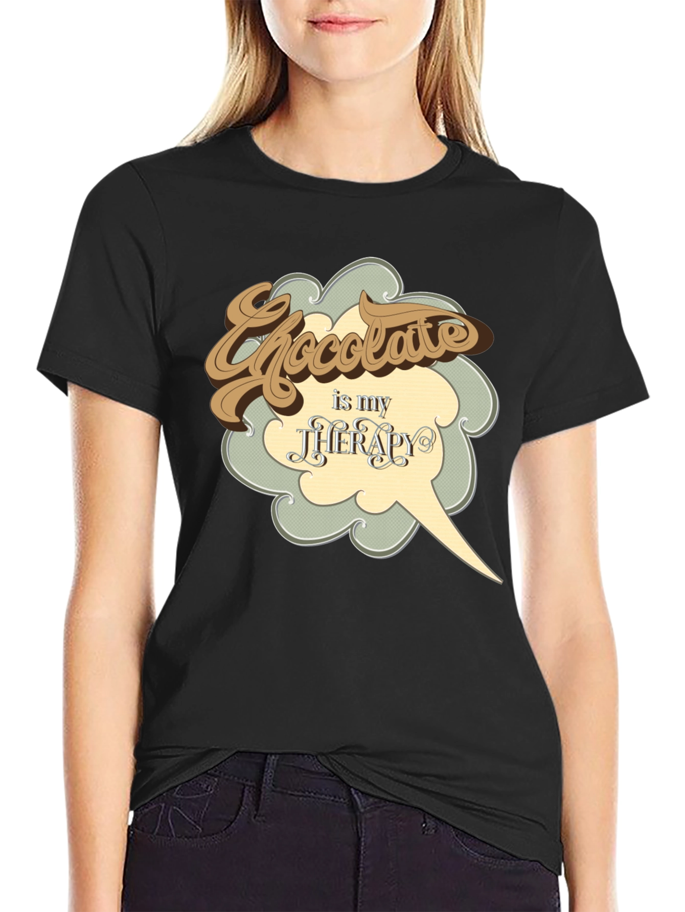 Black Chocolate is My Therapy Graphic T-Shirt view 2