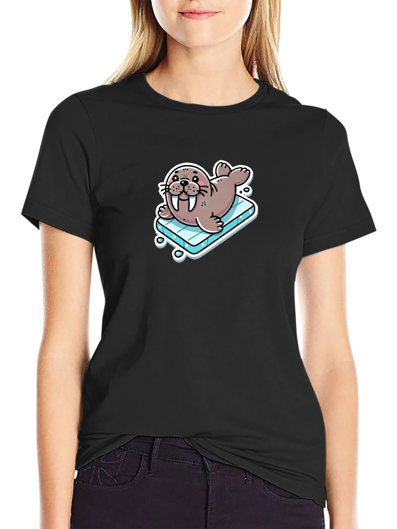 Walrus on Ice T-Shirt - Black Cotton Tee - 2