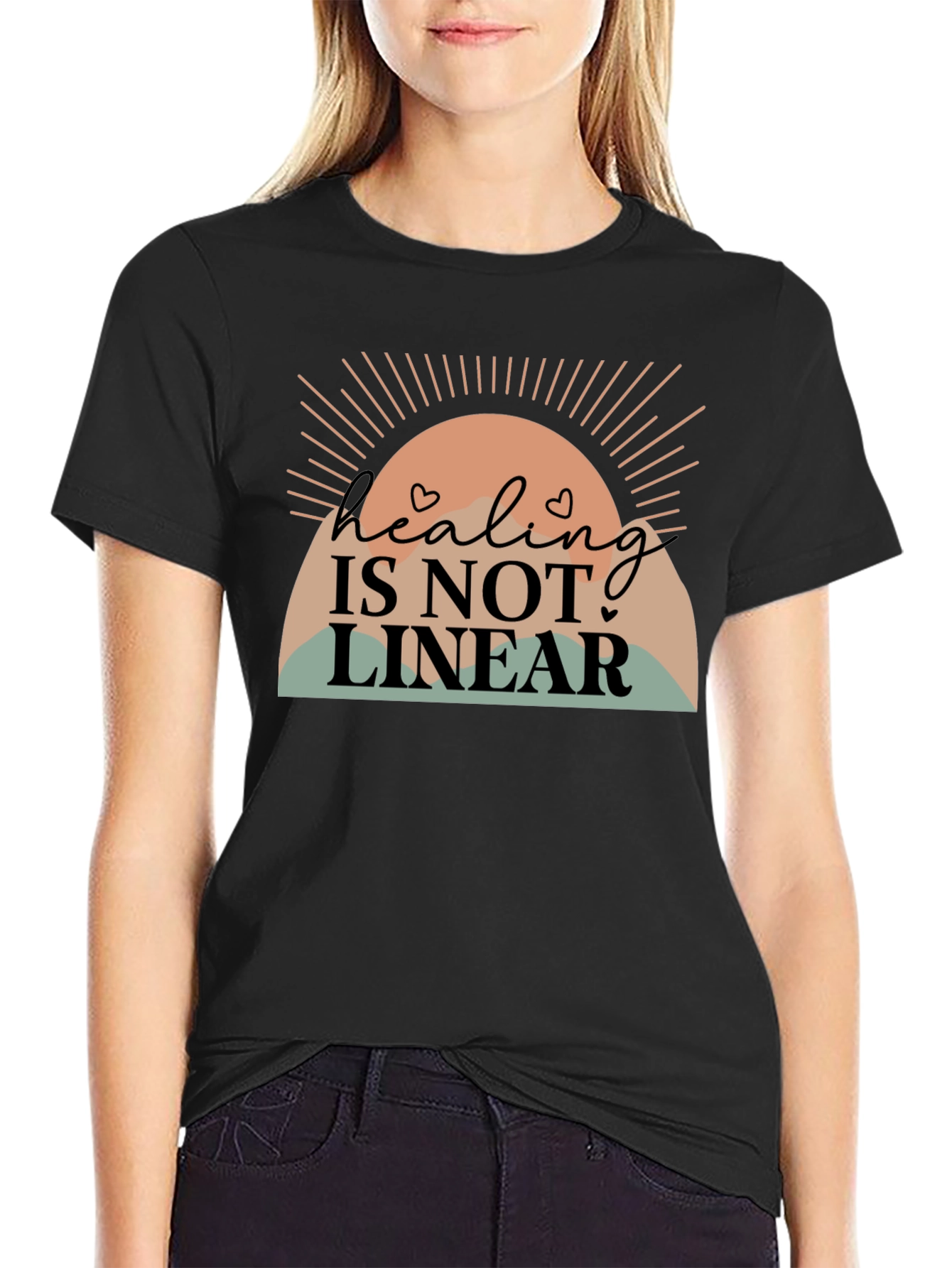 Black Healing Is Not Linear Graphic Tee view 2