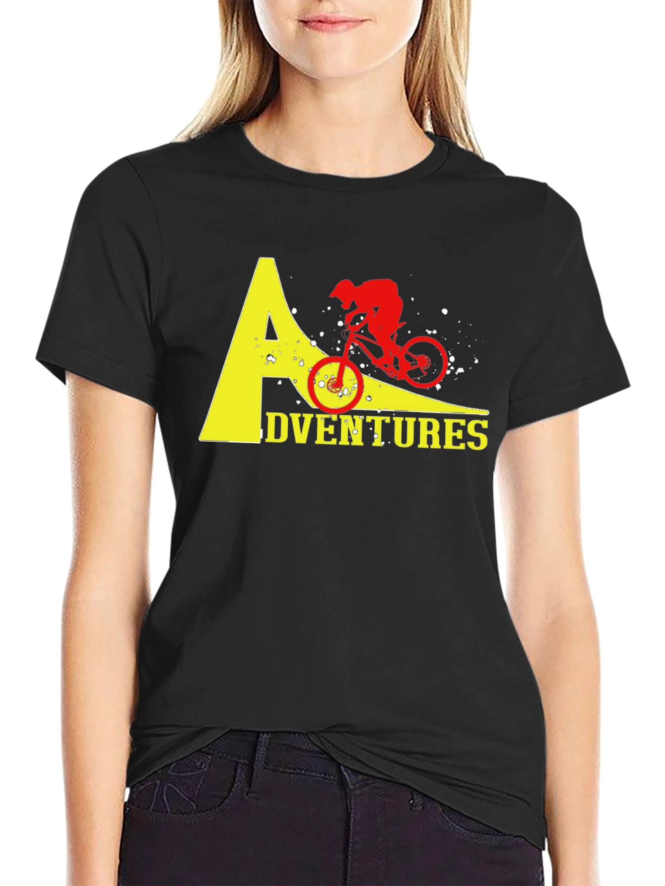 Black Adventure Biker T-Shirt - Black Cotton Tee view 2