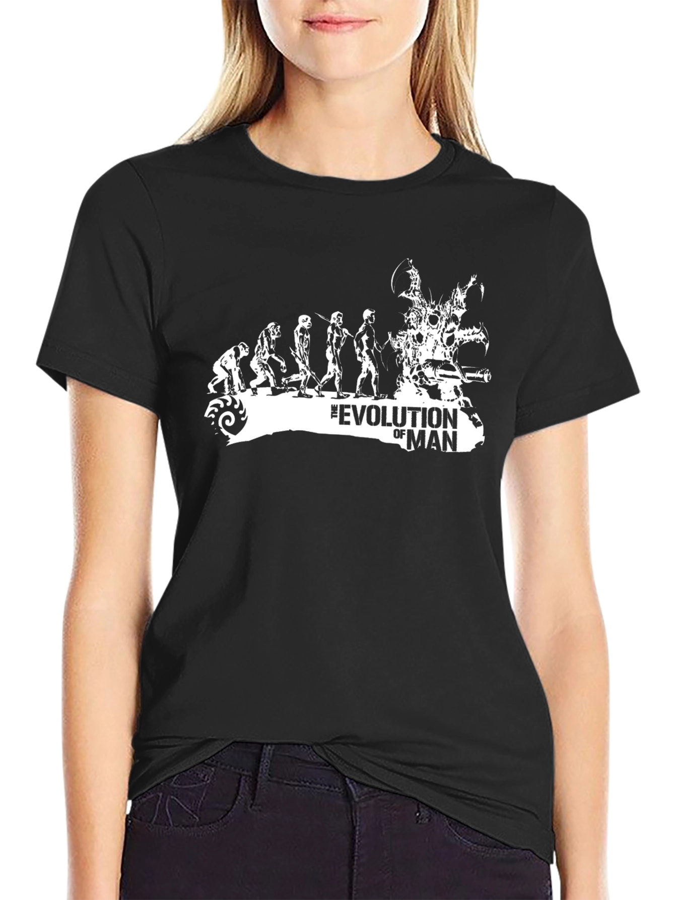 Black Evolution of Man Graphic Print T-Shirt view 2