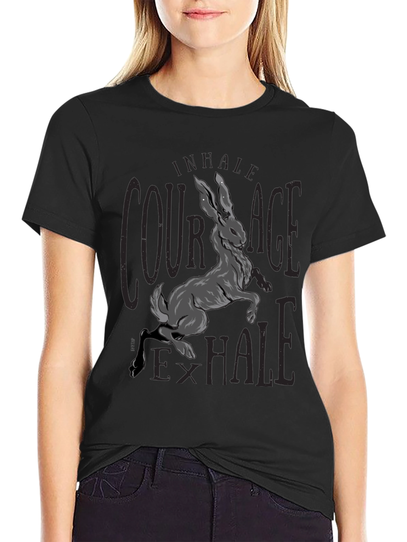 Black Courage Hare Graphic Tee - Inhale Exhale view 2