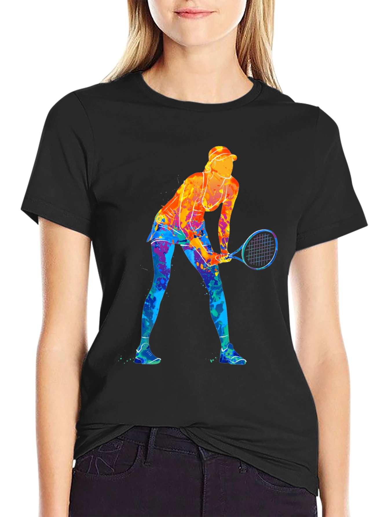 Black Tennis Player Graphic Tee view 2