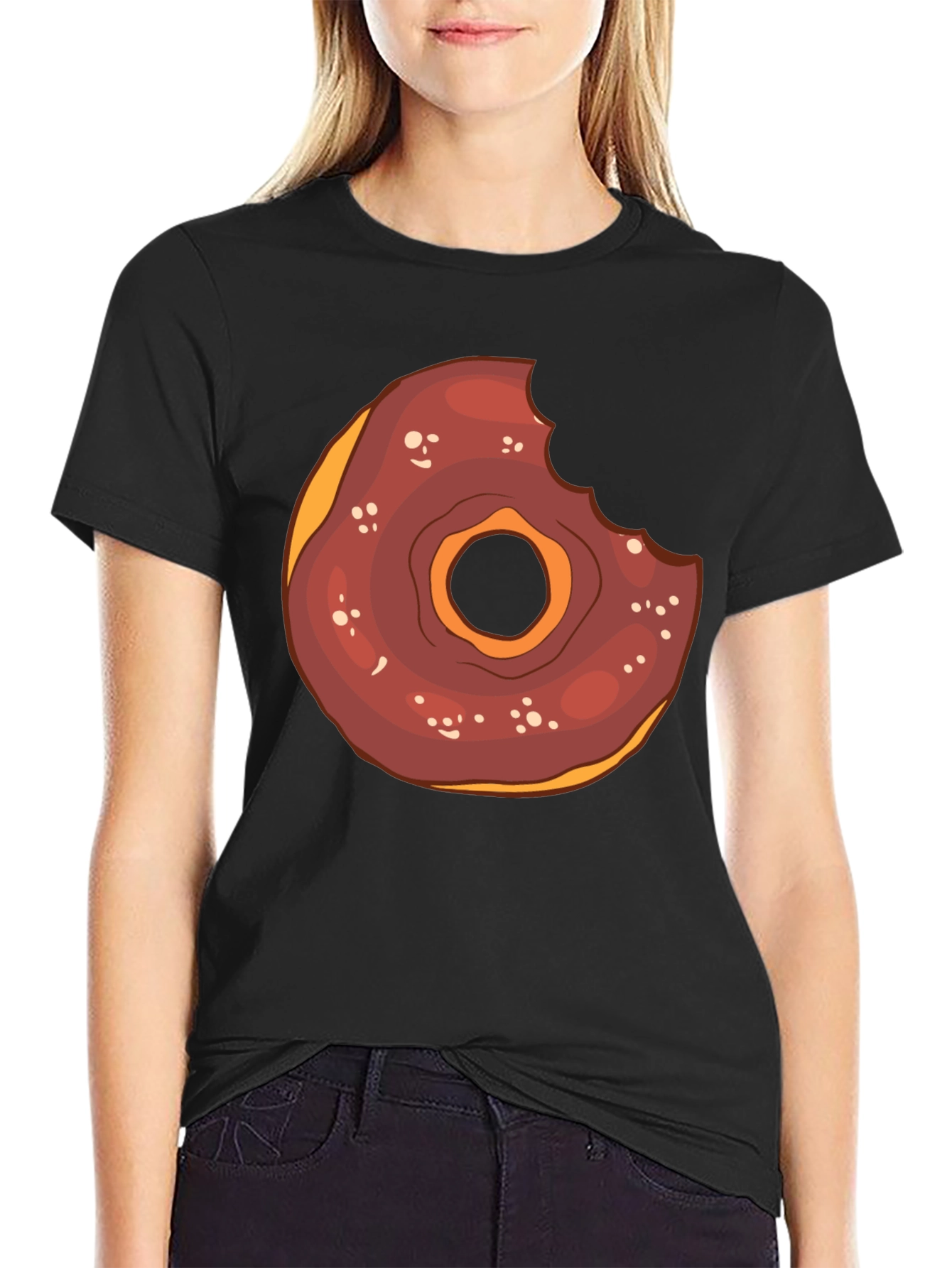 Black Donut Graphic Tee - Funny Dessert T-Shirt view 2