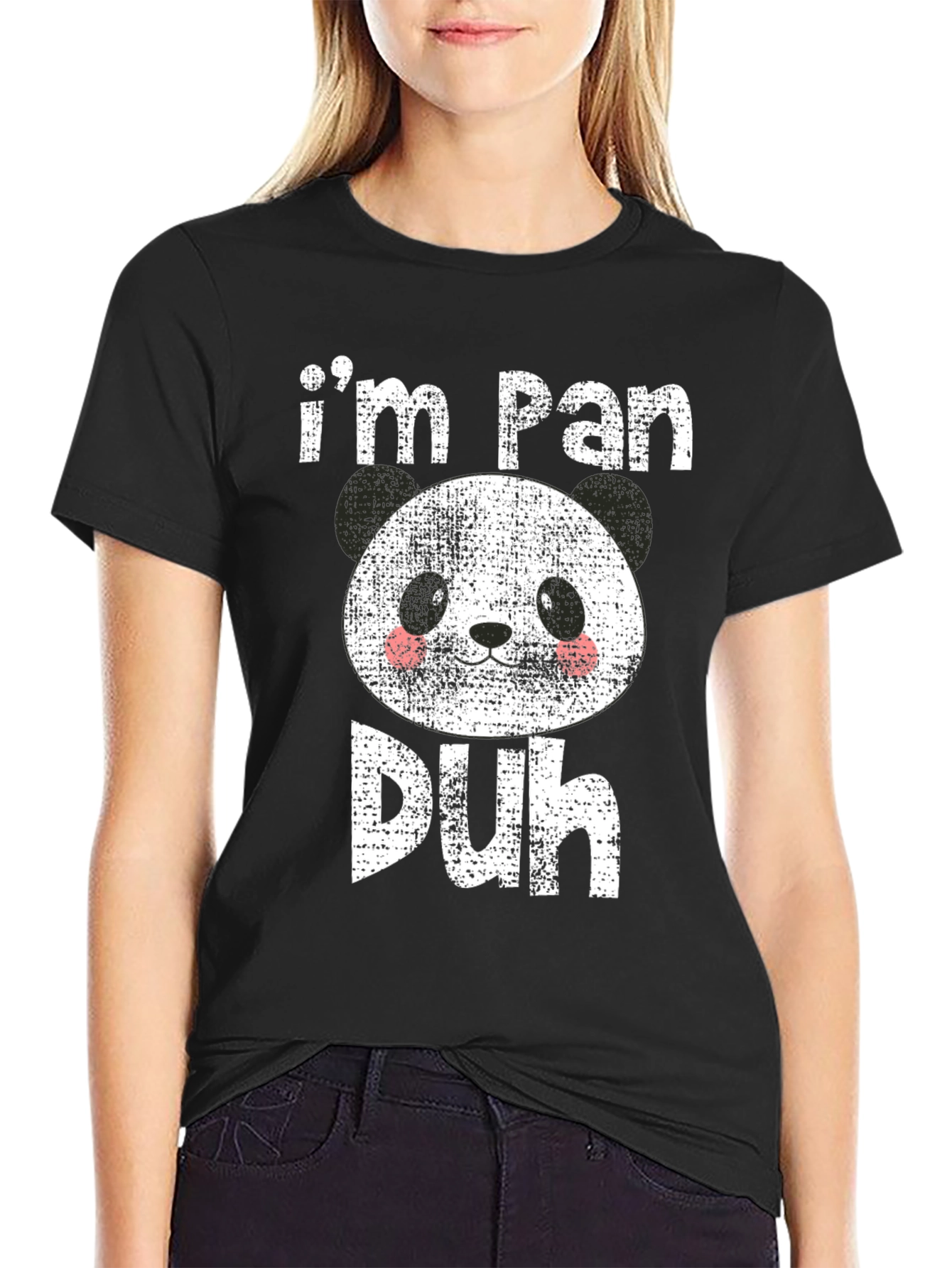 Black I'm Pan Duh T-Shirt Funny Panda Tee view 2