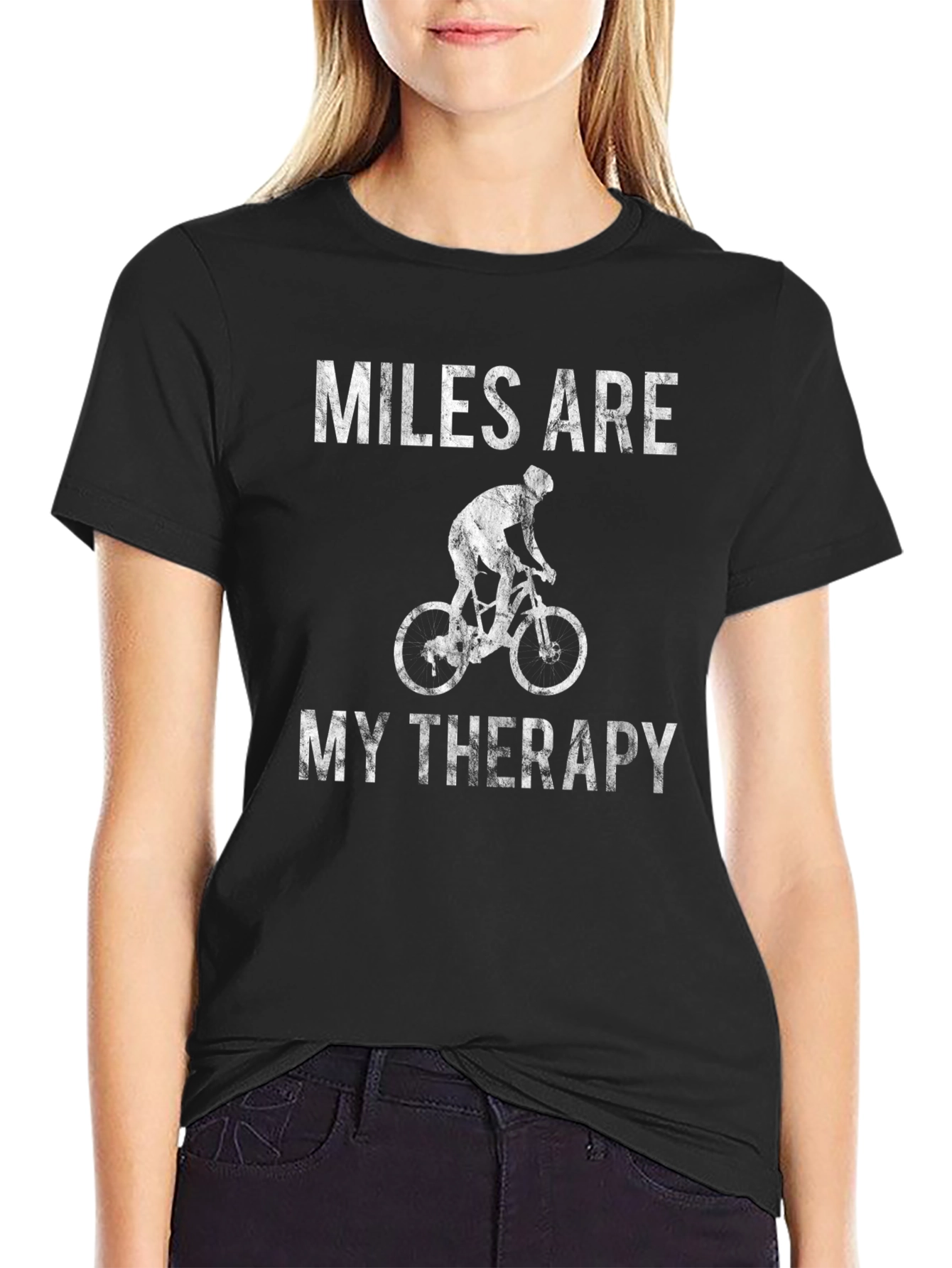 Black Miles Are My Therapy Cycling T-Shirt view 2