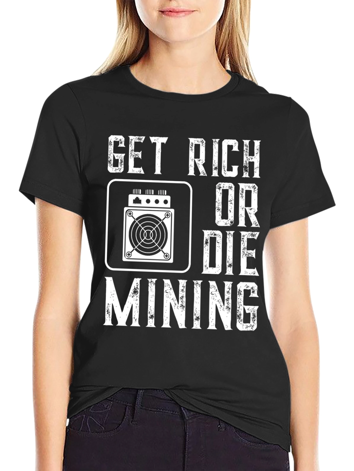 Black Get Rich or Die Mining Black T-Shirt view 2